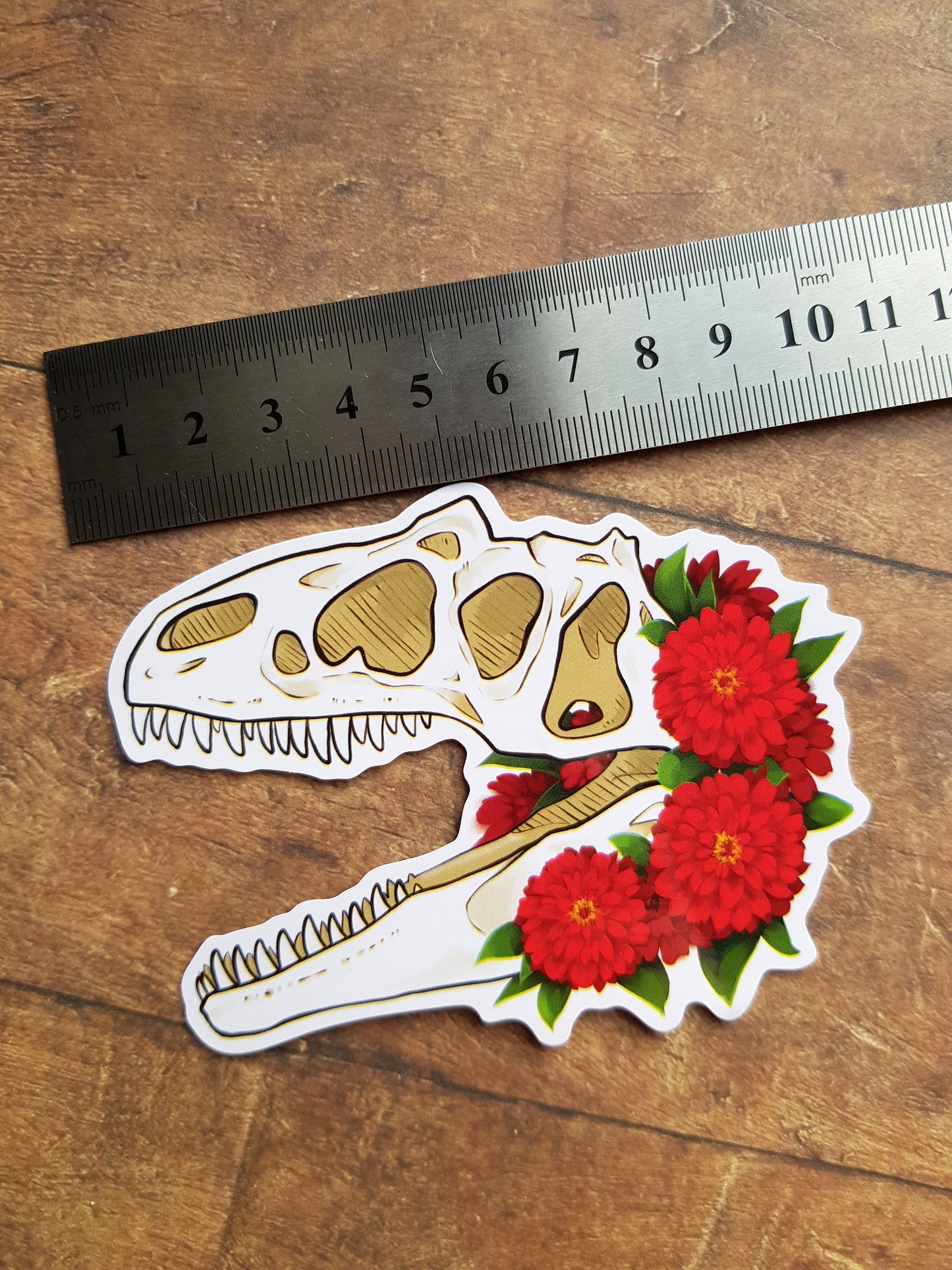 Floral Skull Sticker Bundle - 7 White Vinyl Stickers