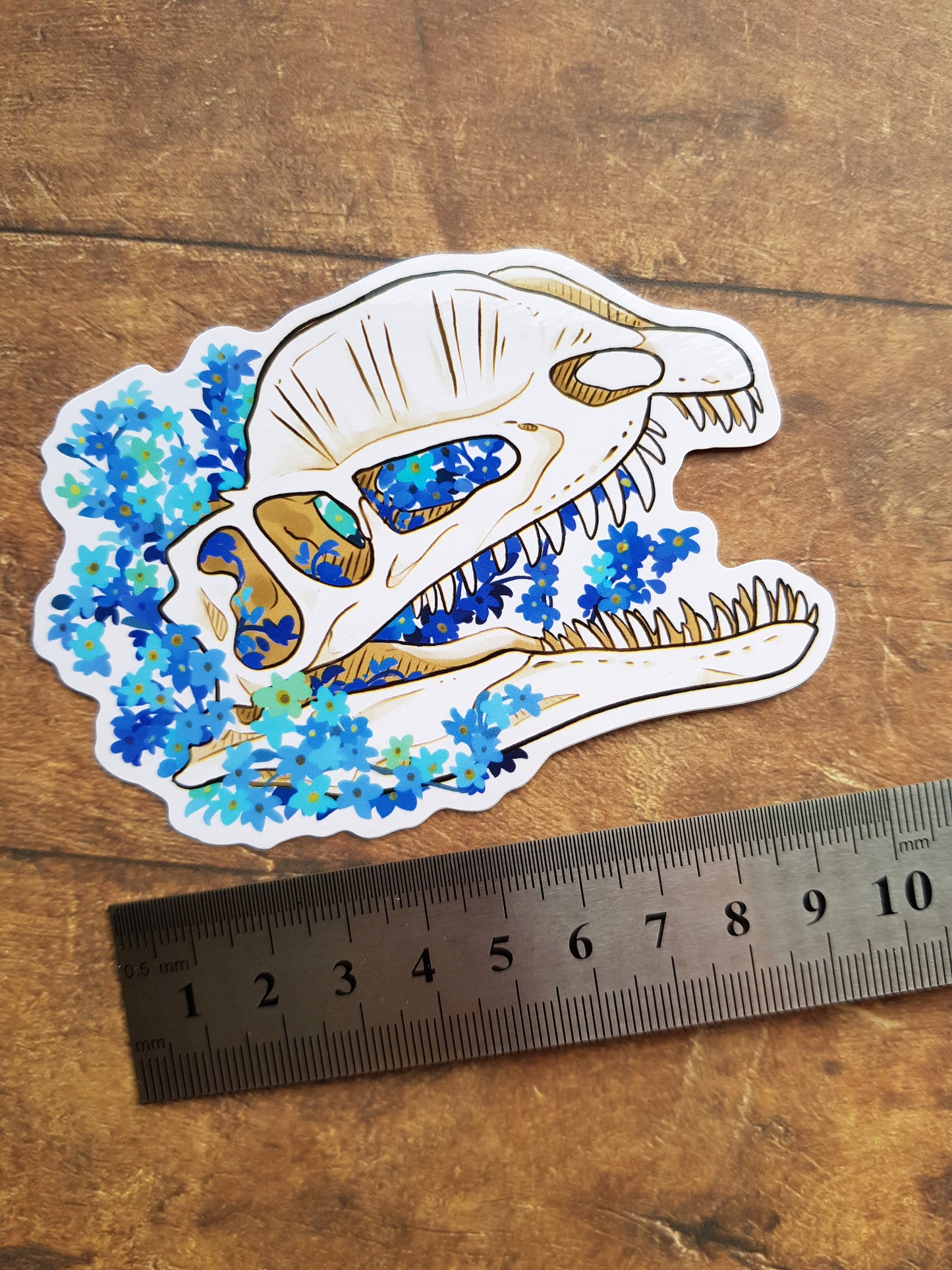 Floral Skull Sticker Bundle - 7 White Vinyl Stickers