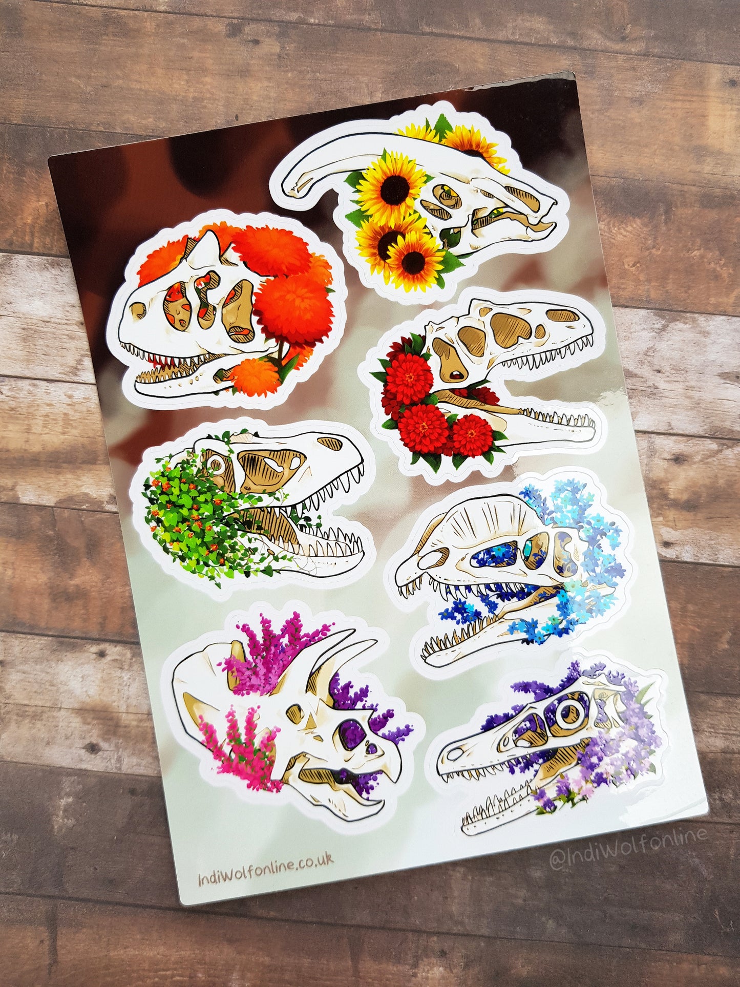 Floral Skull Collection - Clear Vinyl A5 Sticker Sheet