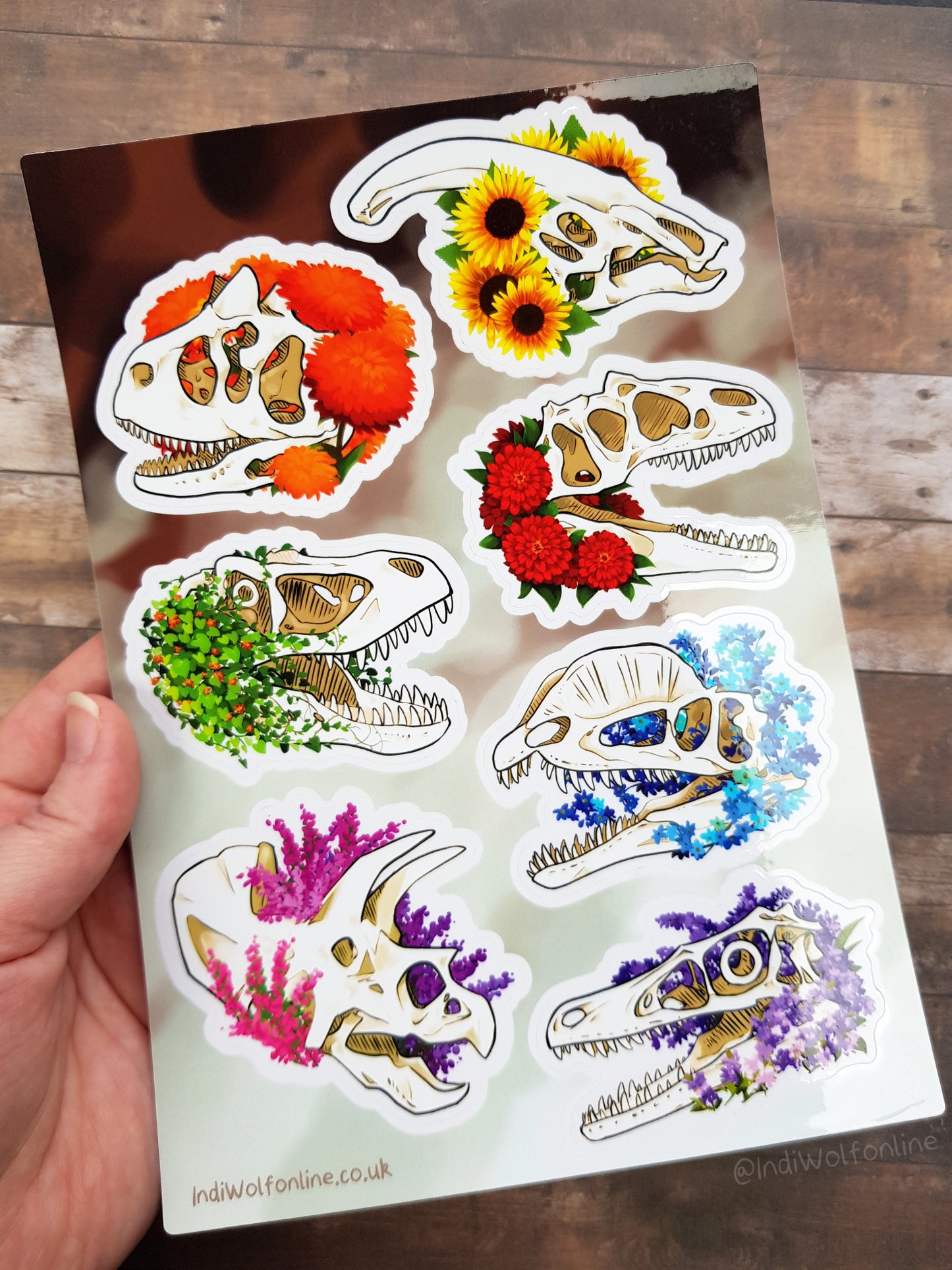 Floral Skull Collection - Clear Vinyl A5 Sticker Sheet