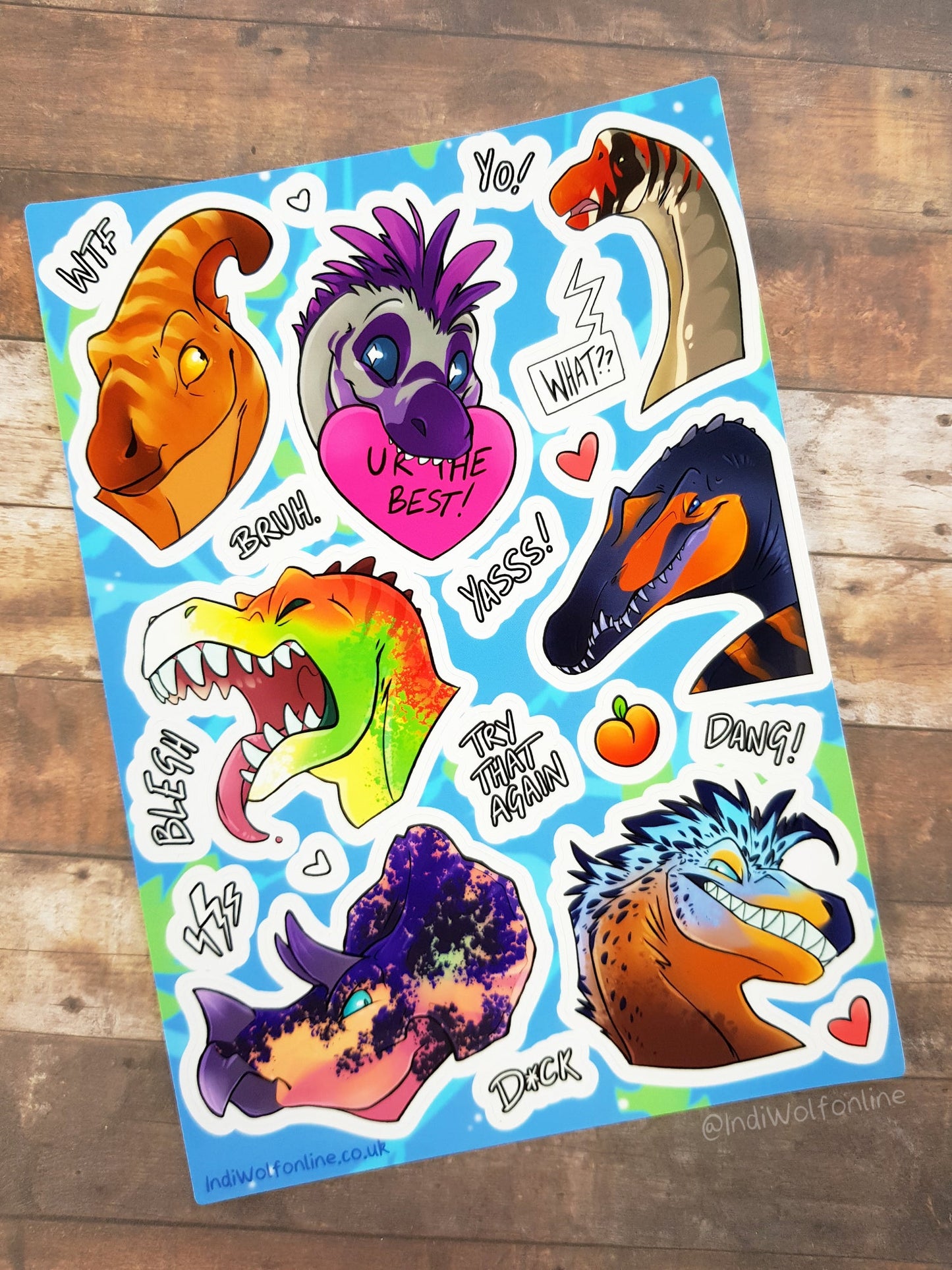 Dino's Say What? - Clear Vinyl A5 Kiss Cut Sticker Sheet