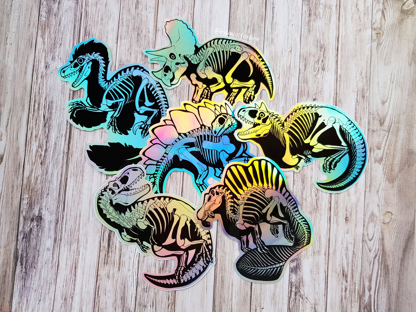 Raptor Skeleton - Holographic Vinyl Sticker