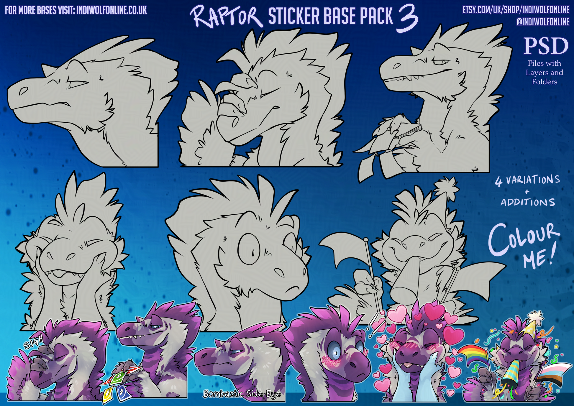 Customisable Raptor Telegram Sticker digital download