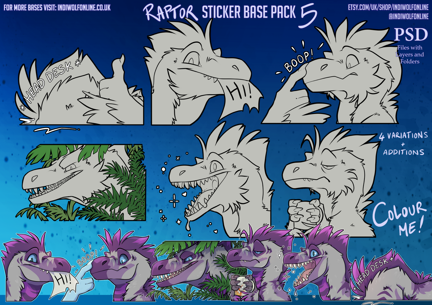 Raptor Pack 5 - Customisable Telegram Sticker Base