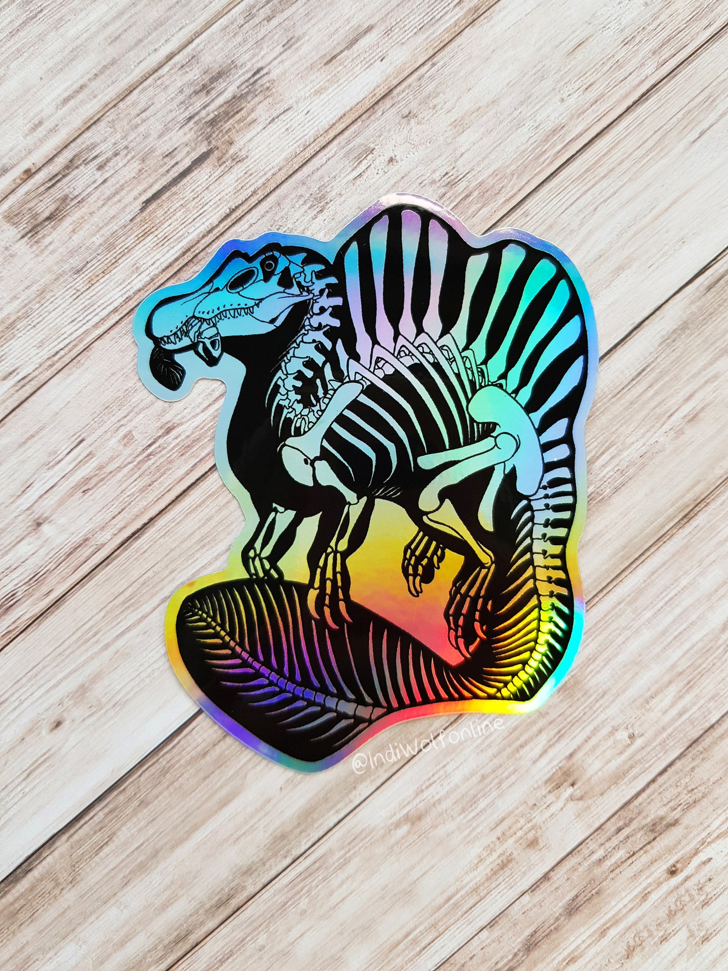 Spinosaurus Skeleton - Holographic Vinyl Sticker