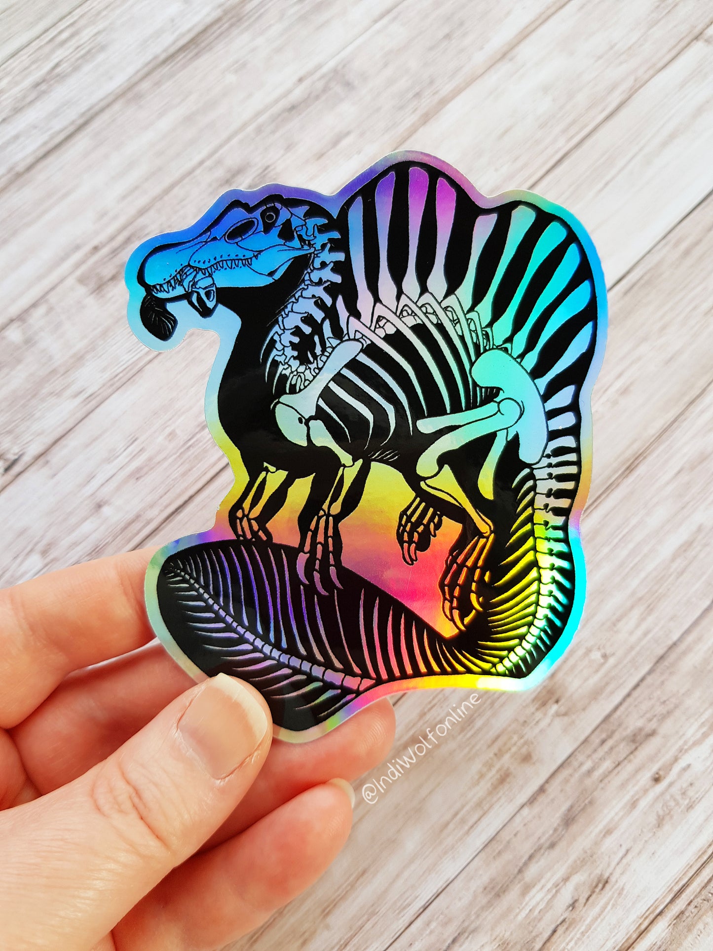 Spinosaurus Skeleton - Holographic Vinyl Sticker