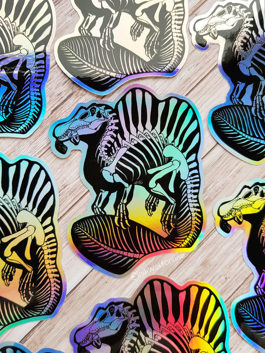 Spinosaurus Skeleton - Holographic Vinyl Sticker