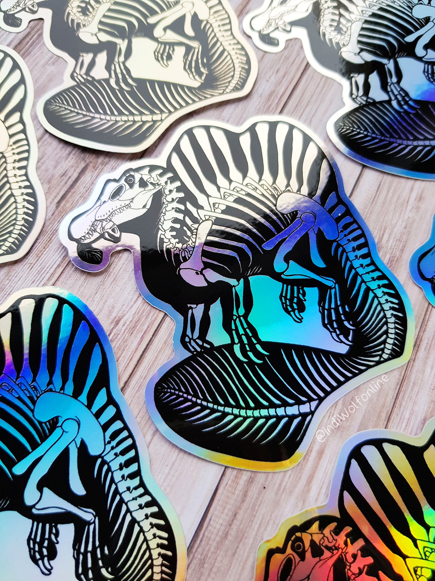 Spinosaurus Skeleton - Holographic Vinyl Sticker