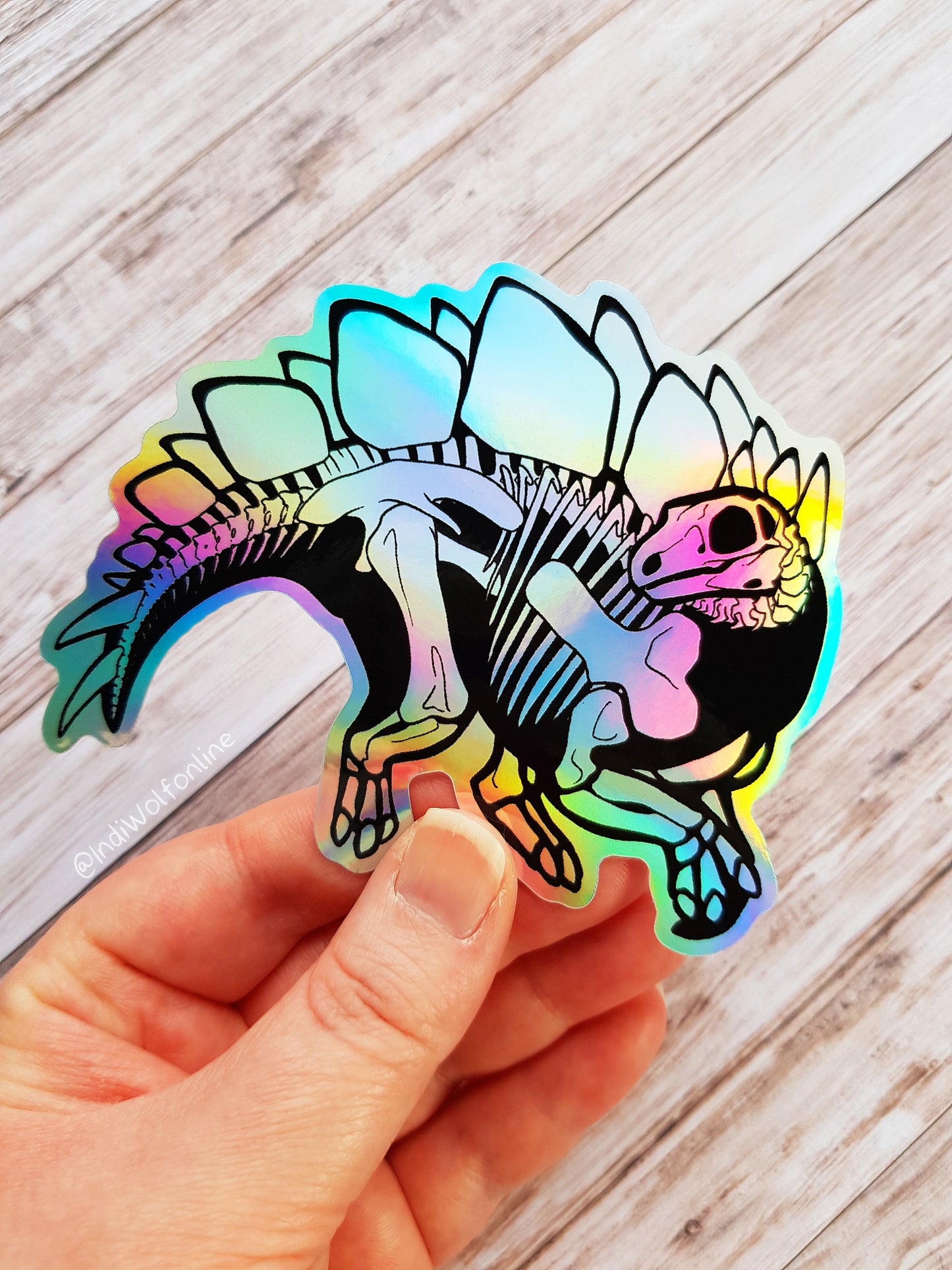 Stegosaurus Skeleton - Holographic Vinyl Sticker