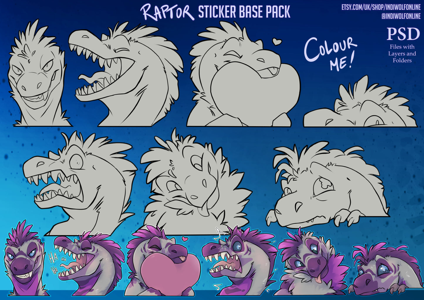 Customisable Raptor Telegram Sticker digital download