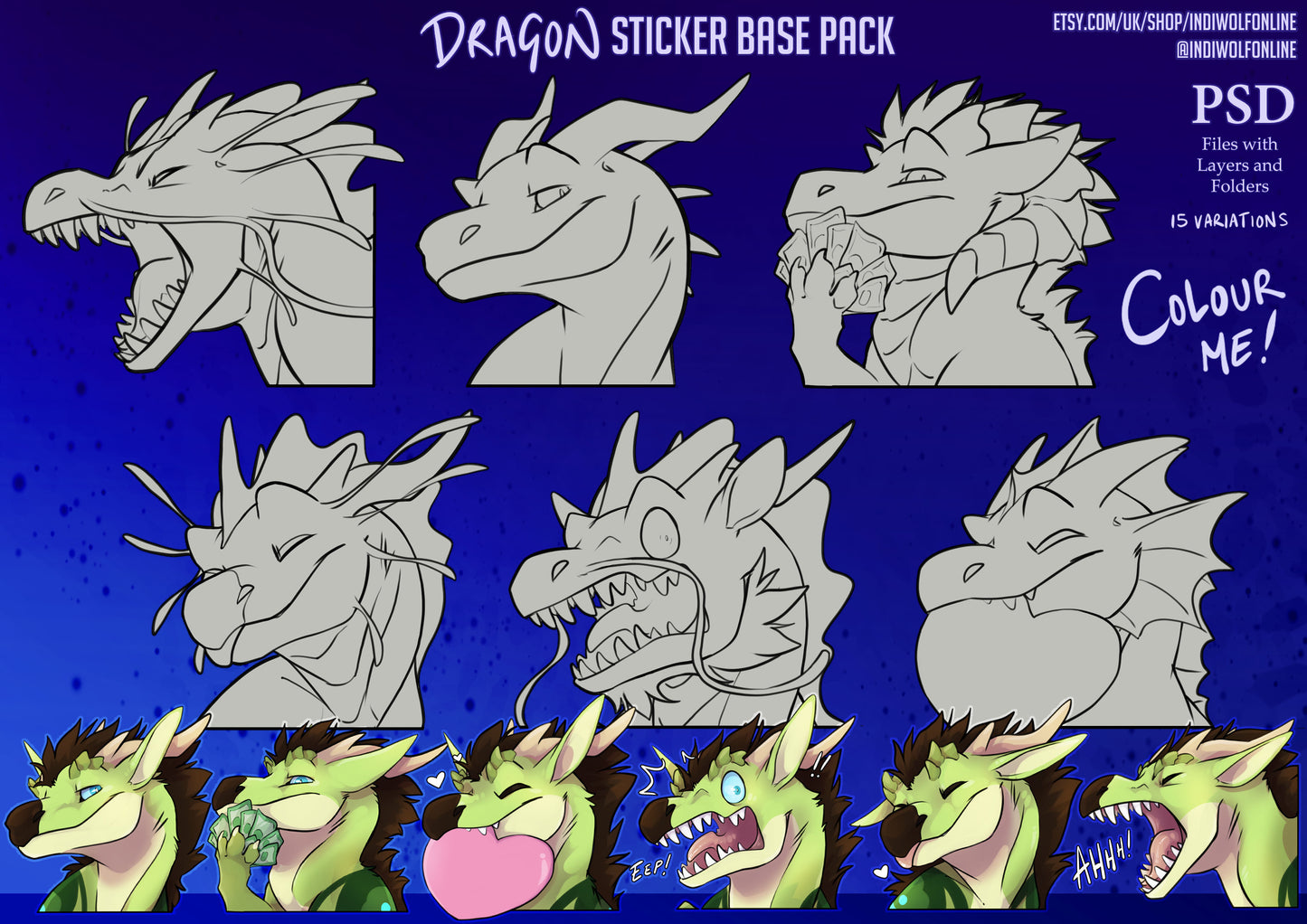 Customisable Dragon Telegram Sticker digital download