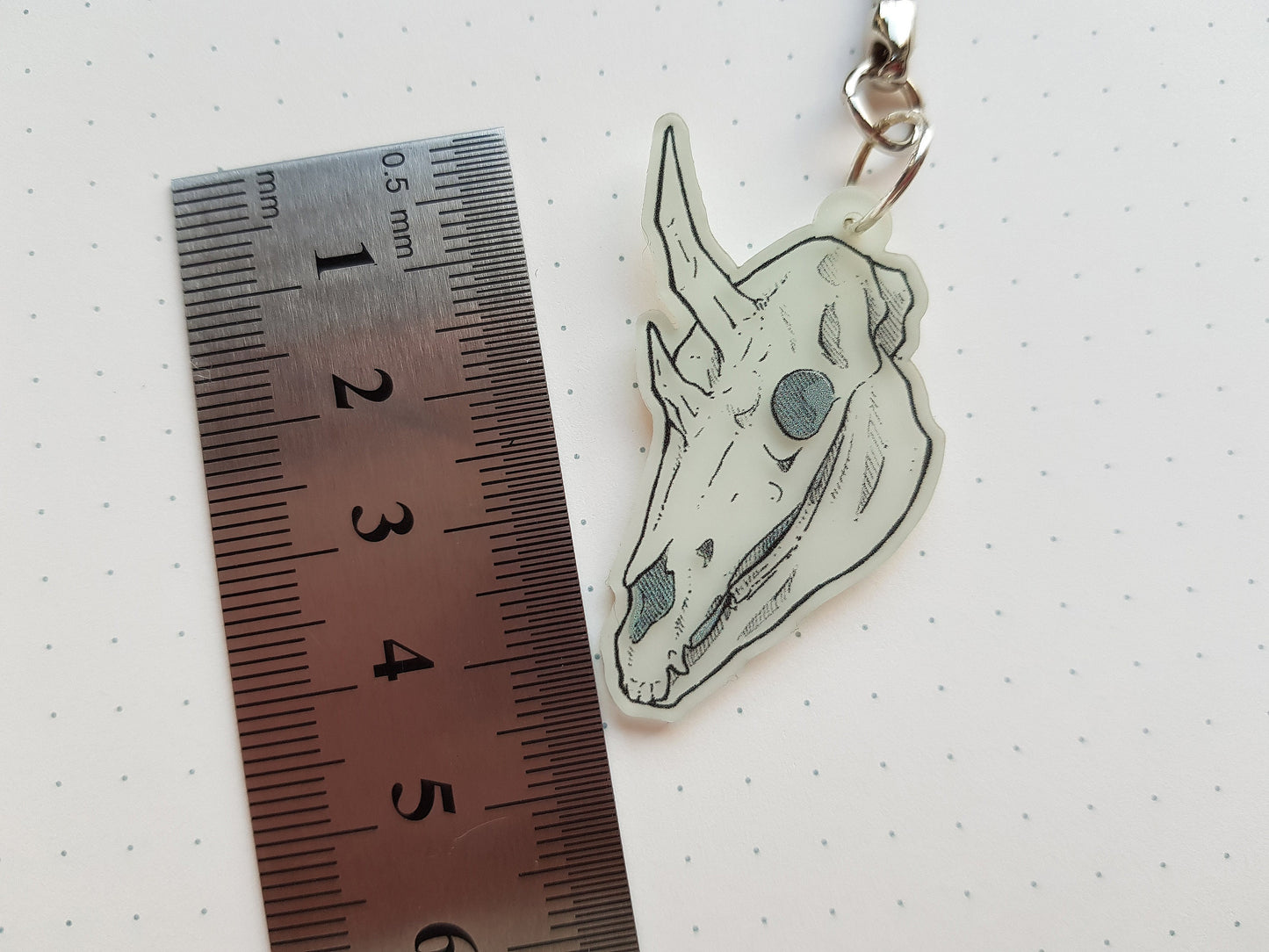 Unicorn Skull - Glow in the Dark Keyring