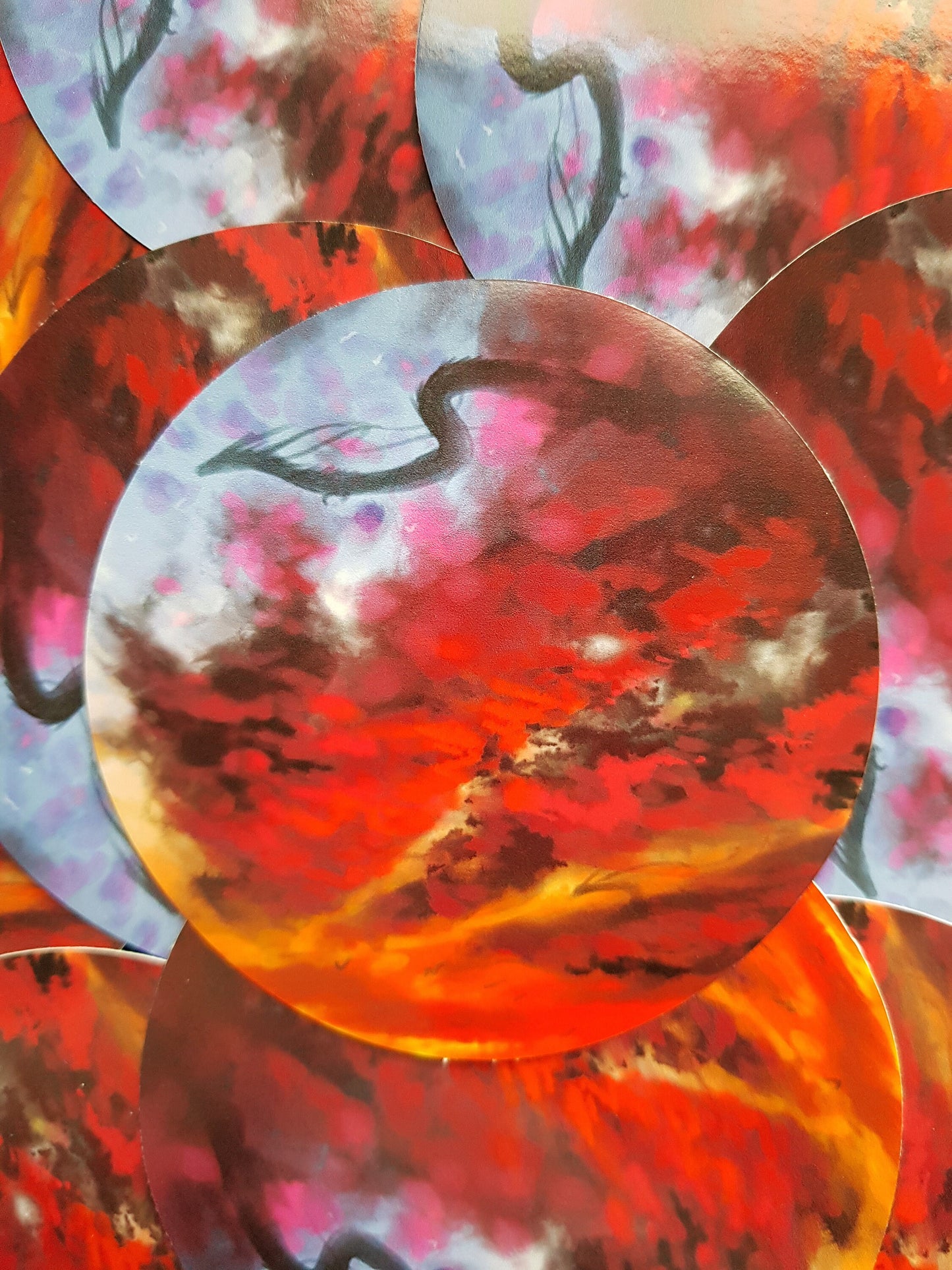 Red Dragon Sky - White Vinyl Sticker