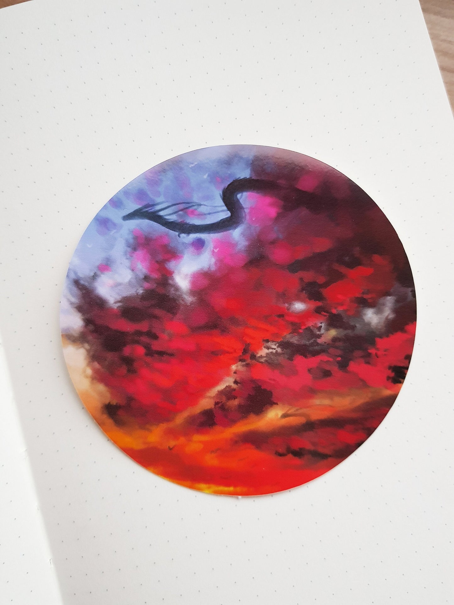 Red Dragon Sky - White Vinyl Sticker