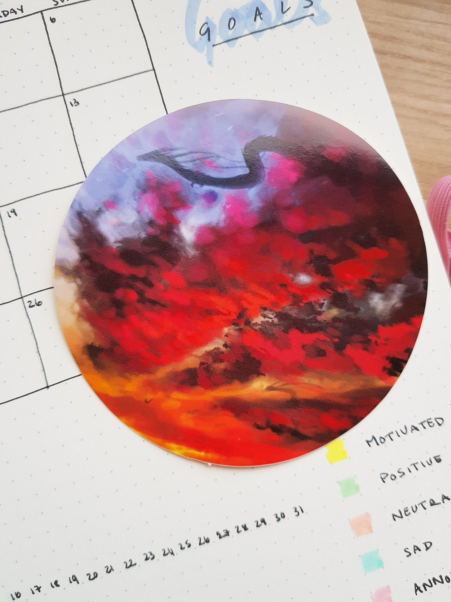 Red Dragon Sky - White Vinyl Sticker