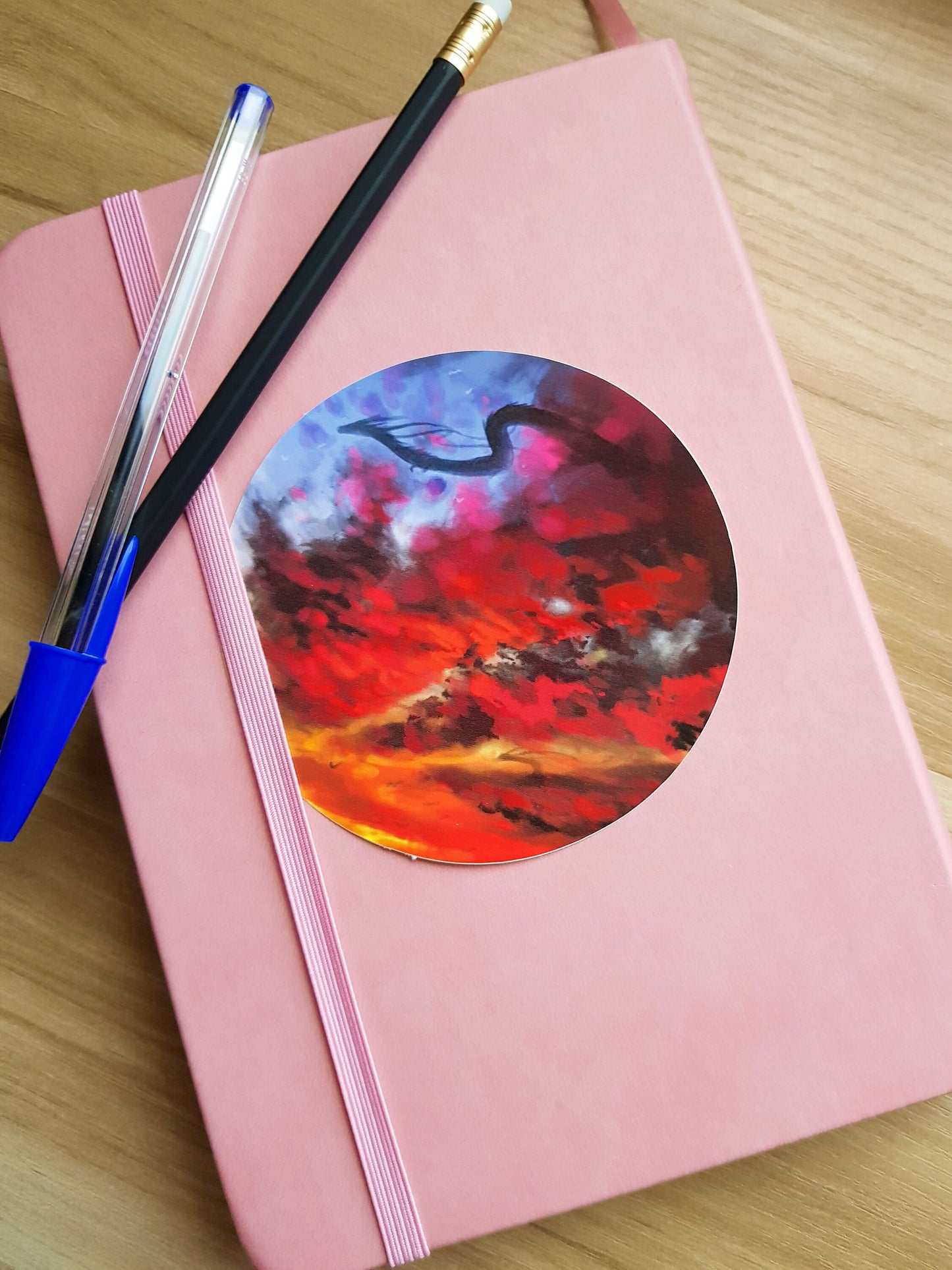 Red Dragon Sky - White Vinyl Sticker