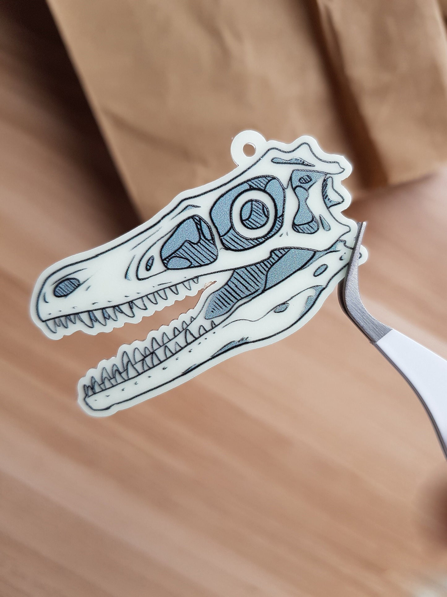 Raptor Skull - Glow in the Dark Keyring