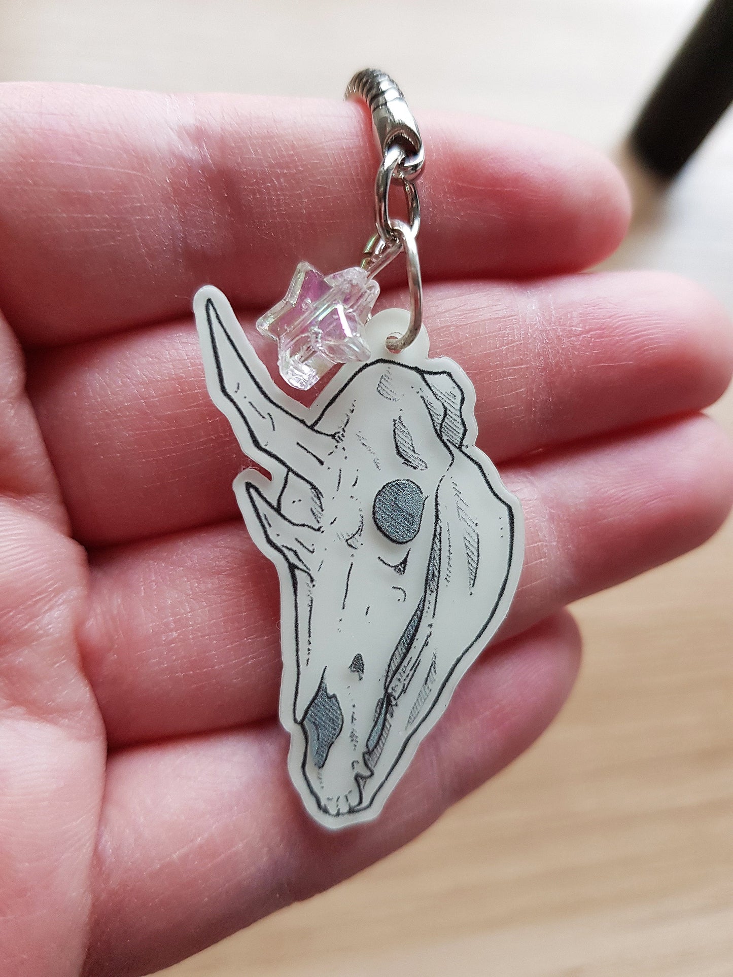 Unicorn Skull - Glow in the Dark Keyring
