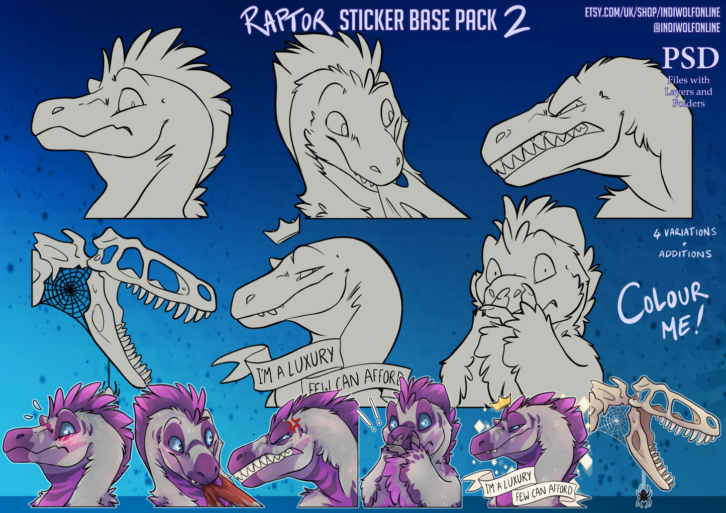 Customisable Raptor Telegram Sticker digital download