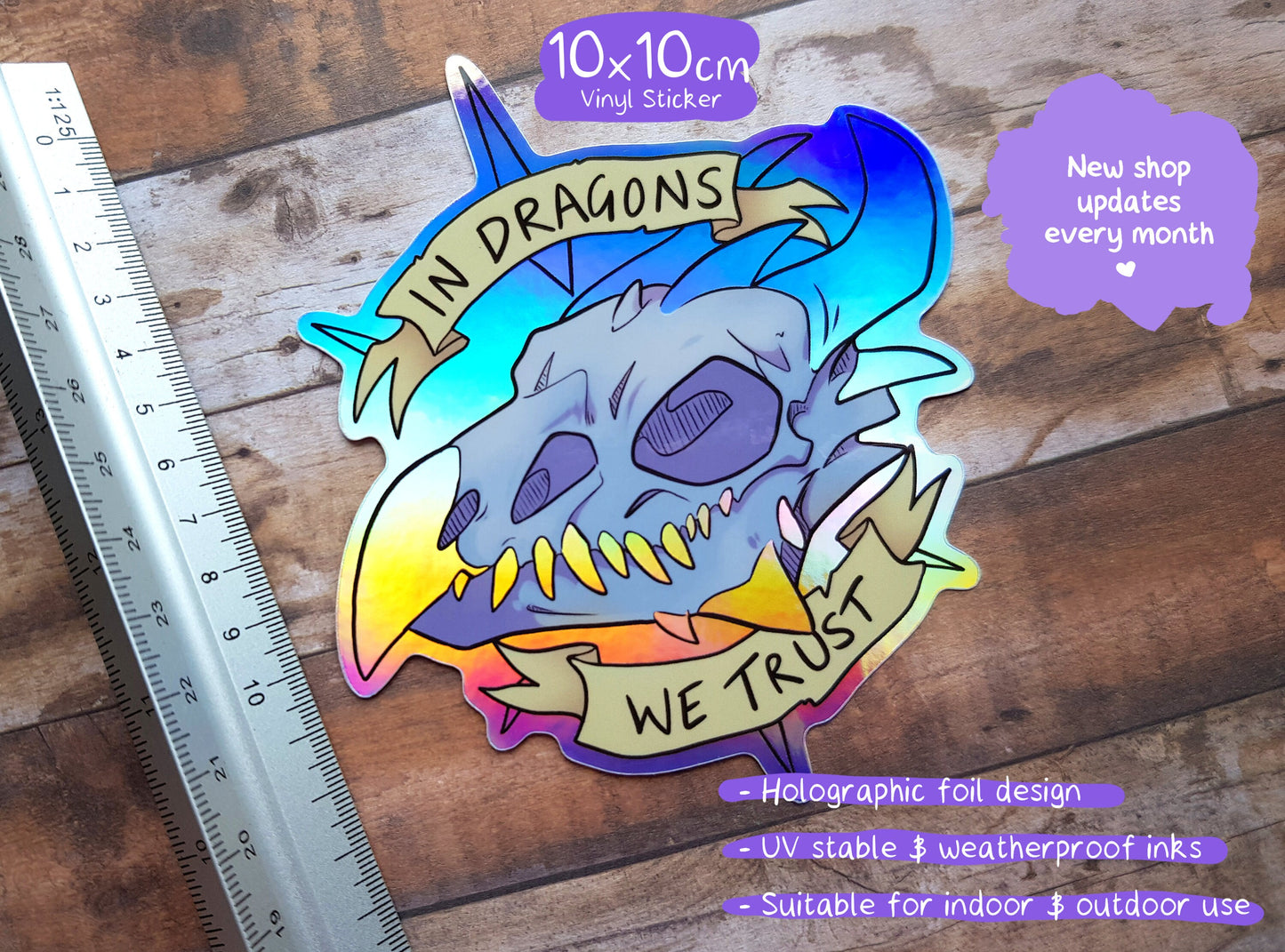 In Dragons We Trust - Holographic Vinyl Sticker