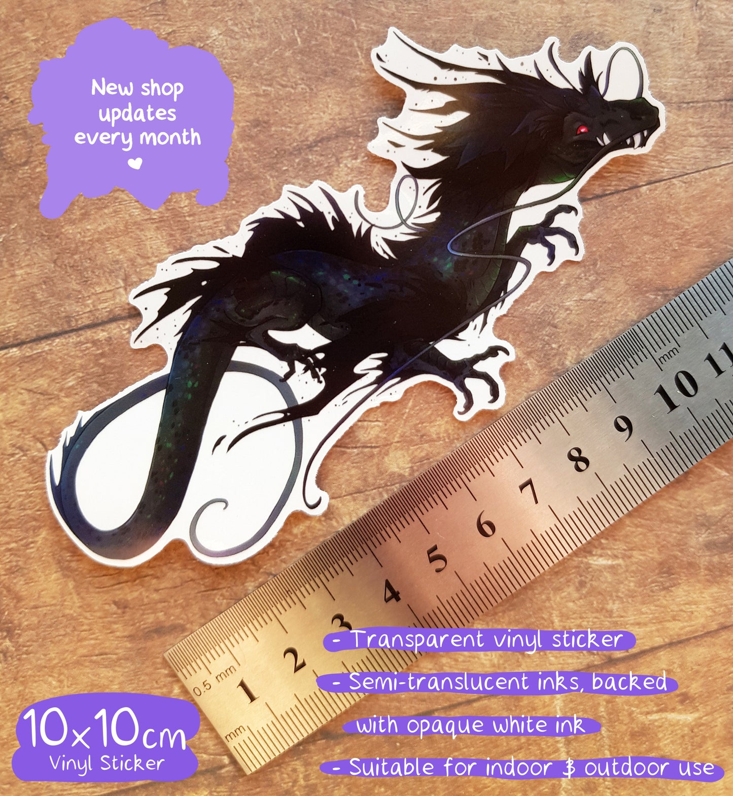 Midnight Dragon - Clear Vinyl Sticker