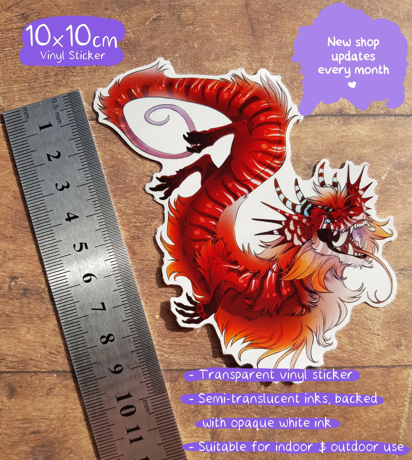 Lion Dragon - Clear Vinyl Sticker
