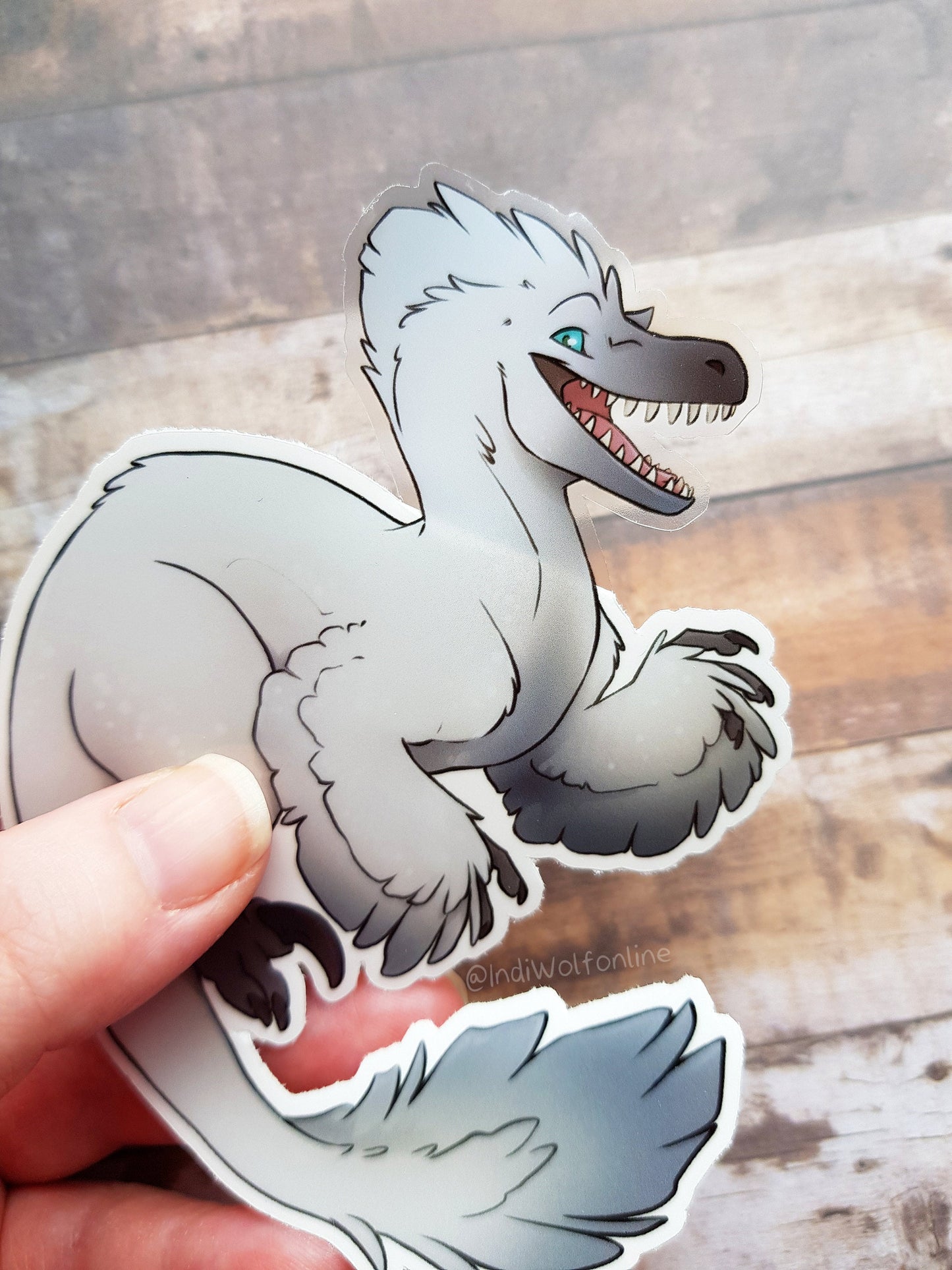 Fluffy Snow Raptor - Clear Vinyl Sticker