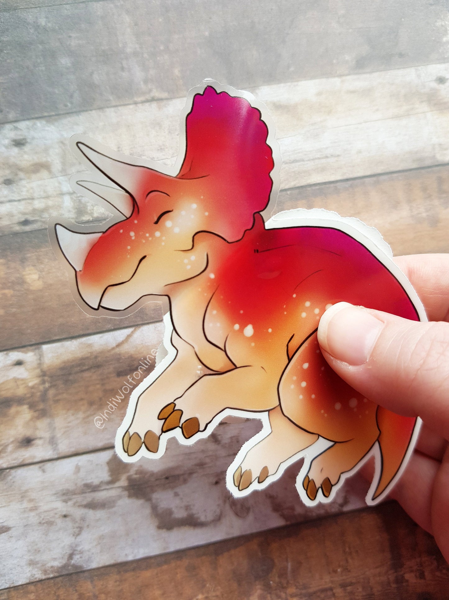 Strawberry Triceratops - Clear Vinyl Sticker