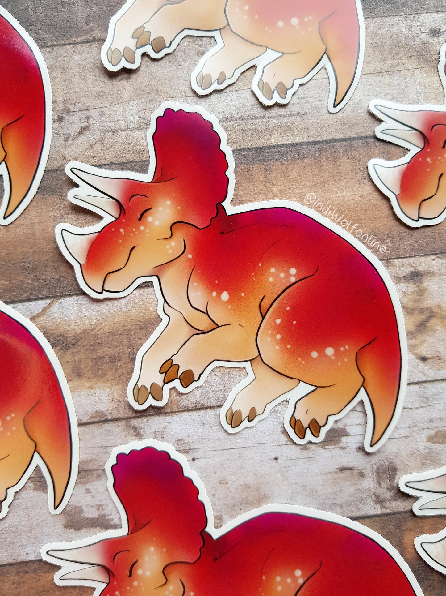 Strawberry Triceratops - Clear Vinyl Sticker