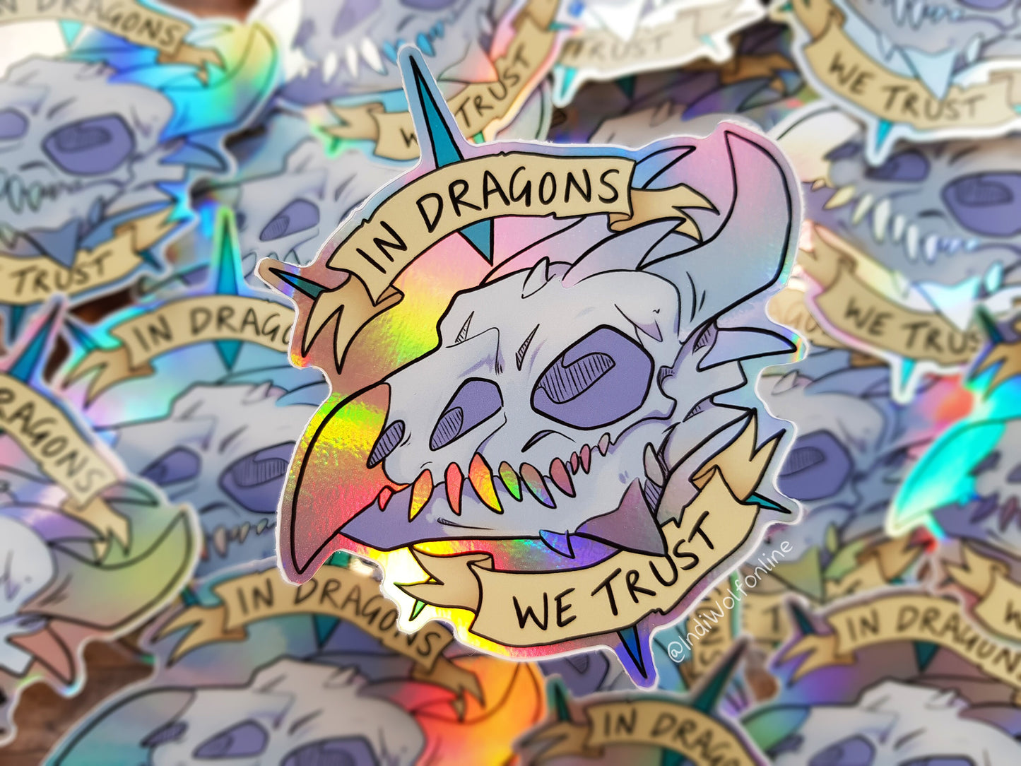 In Dragons We Trust - Holographic Vinyl Sticker