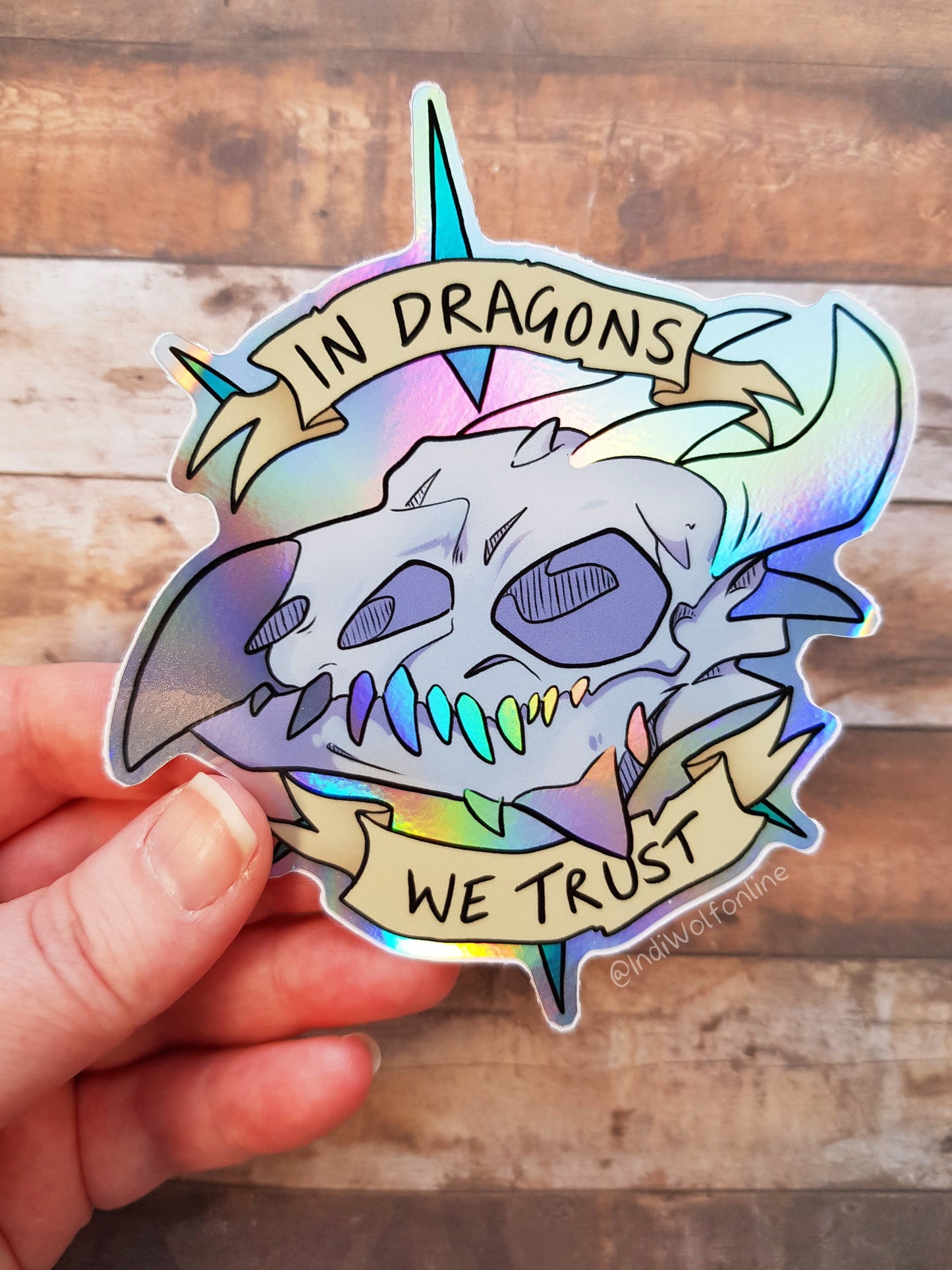 In Dragons We Trust - Holographic Vinyl Sticker