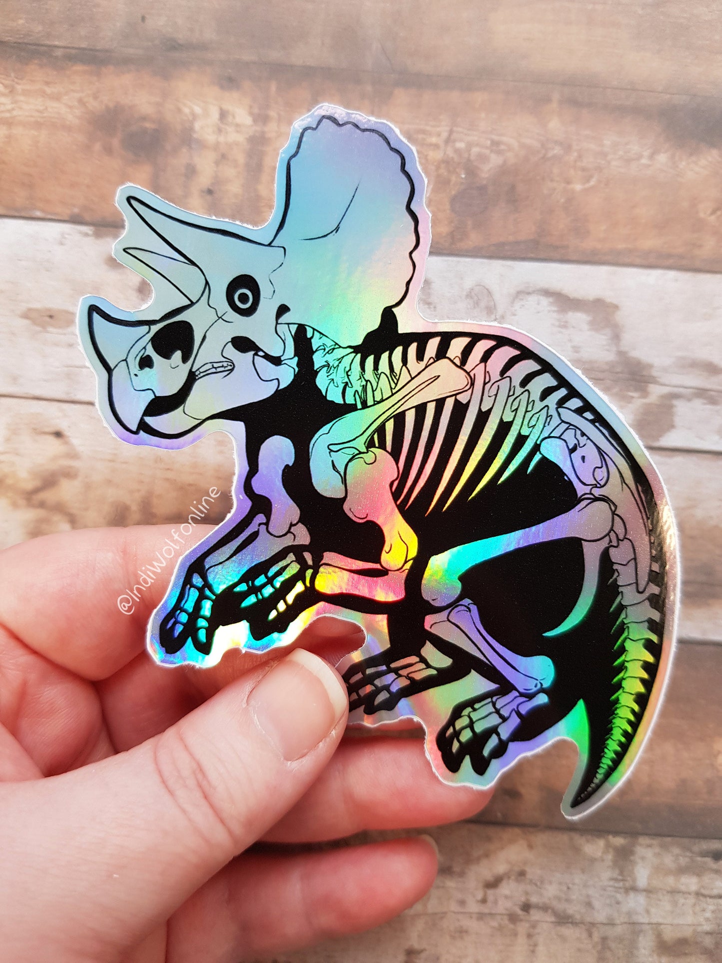 Triceratops Skeleton - Holographic Vinyl Sticker