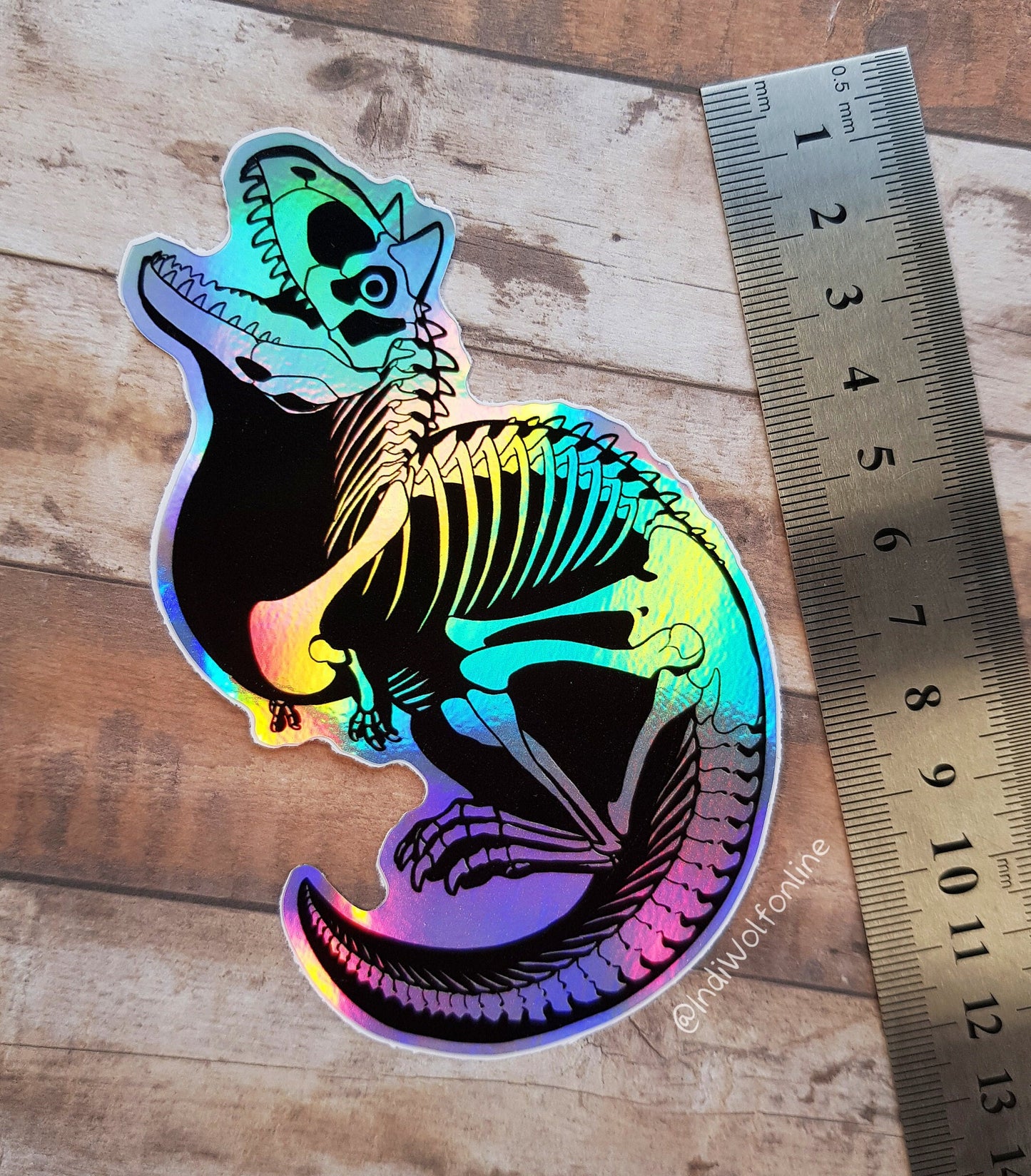 Carnotaurus Skeleton - Holographic Vinyl Sticker