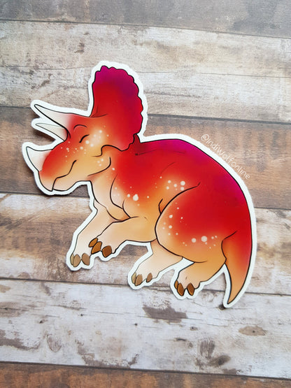Strawberry Triceratops - Clear Vinyl Sticker