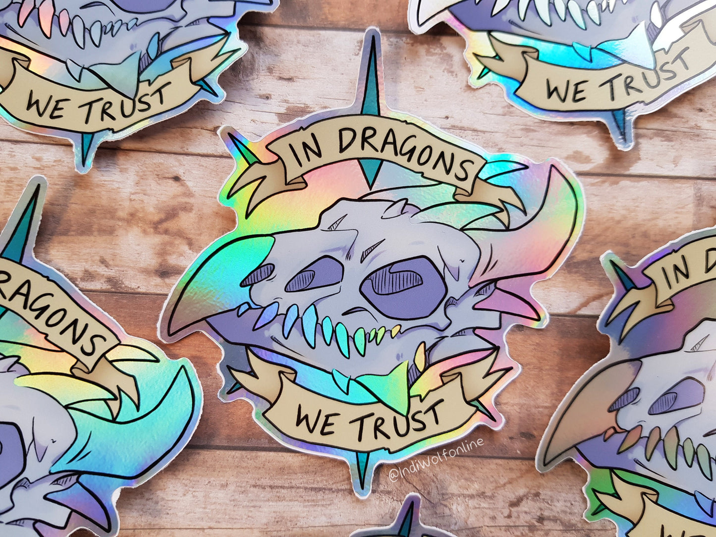 In Dragons We Trust - Holographic Vinyl Sticker