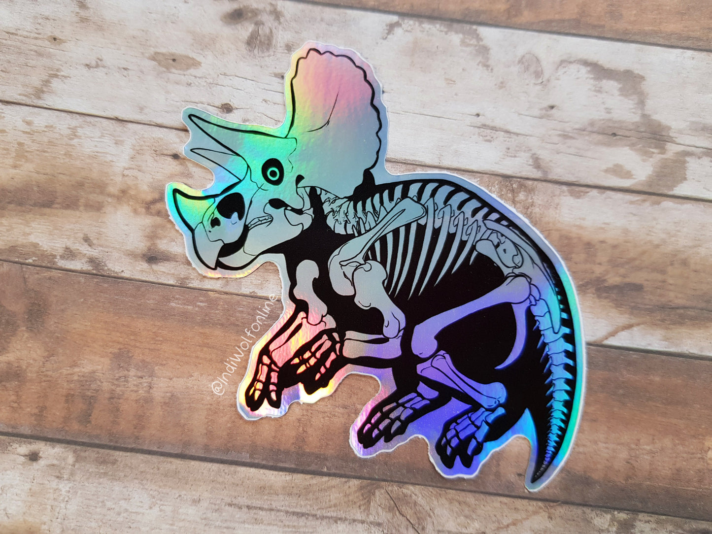 Triceratops Skeleton - Holographic Vinyl Sticker