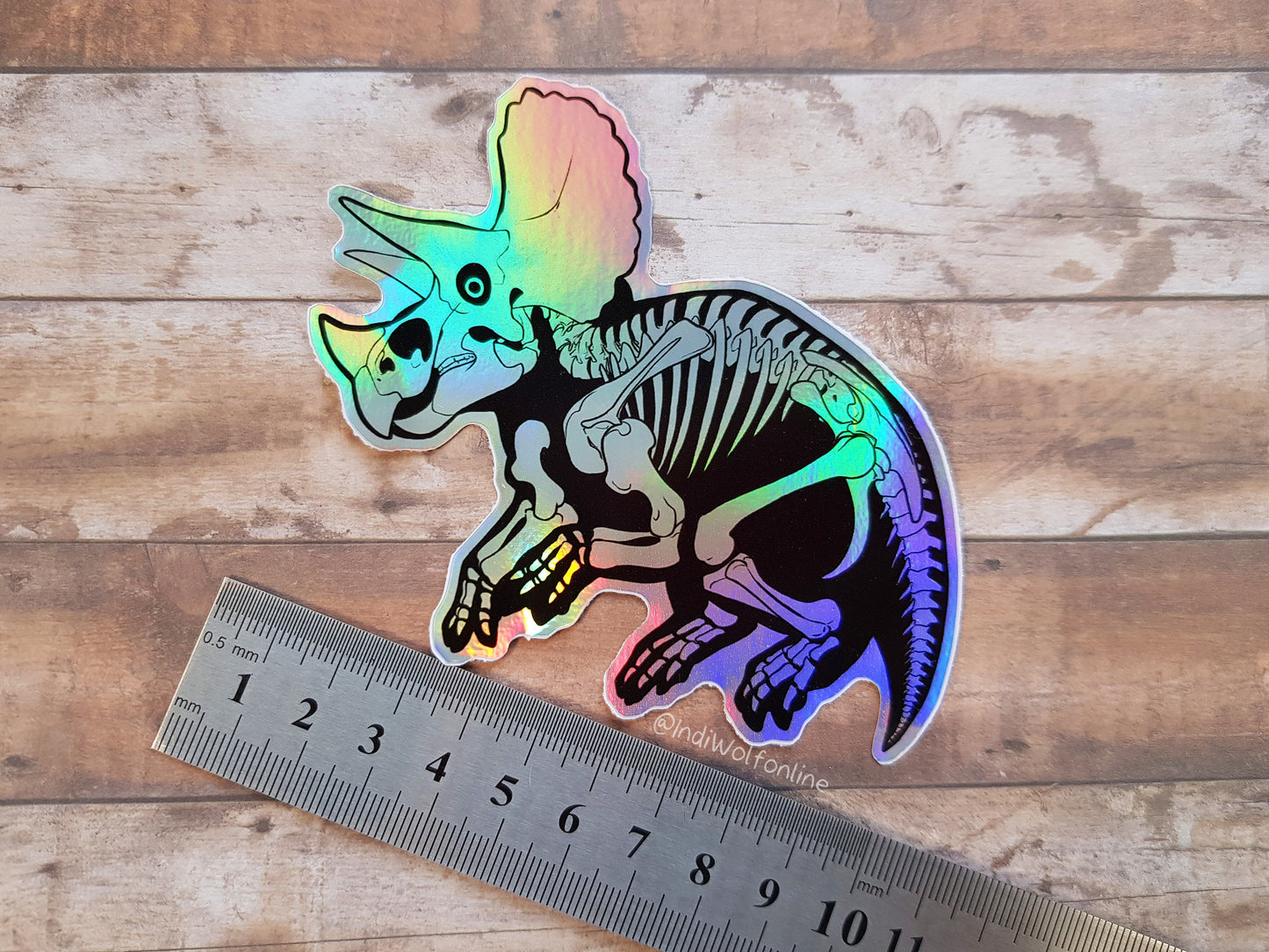 Triceratops Skeleton - Holographic Vinyl Sticker