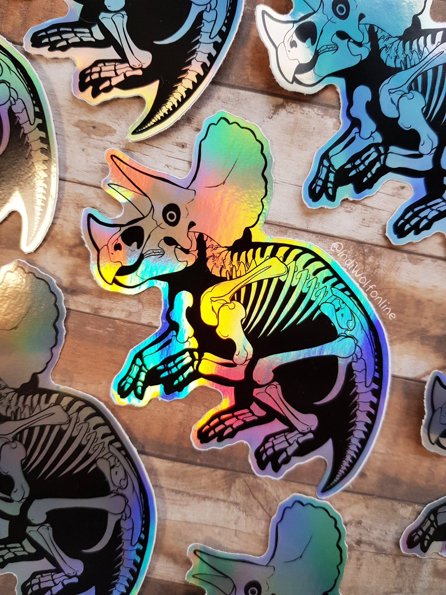 Triceratops Skeleton - Holographic Vinyl Sticker