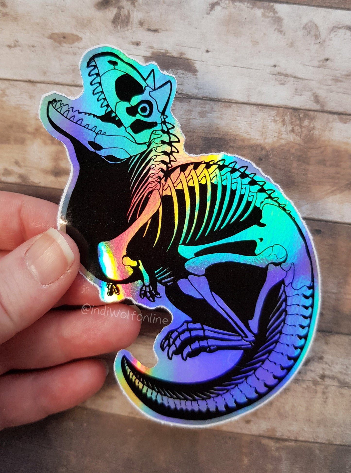 Carnotaurus Skeleton - Holographic Vinyl Sticker