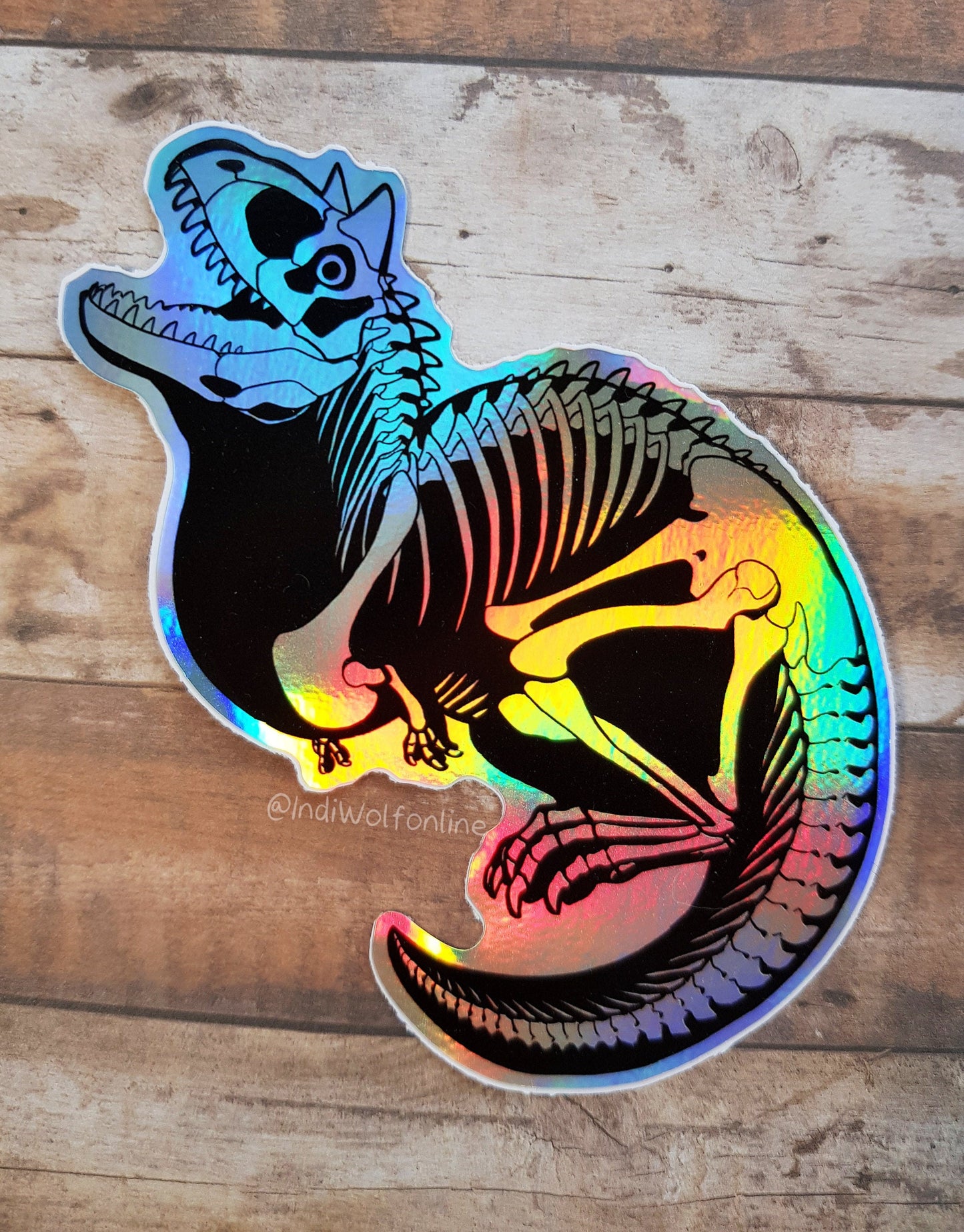 Carnotaurus Skeleton - Holographic Vinyl Sticker