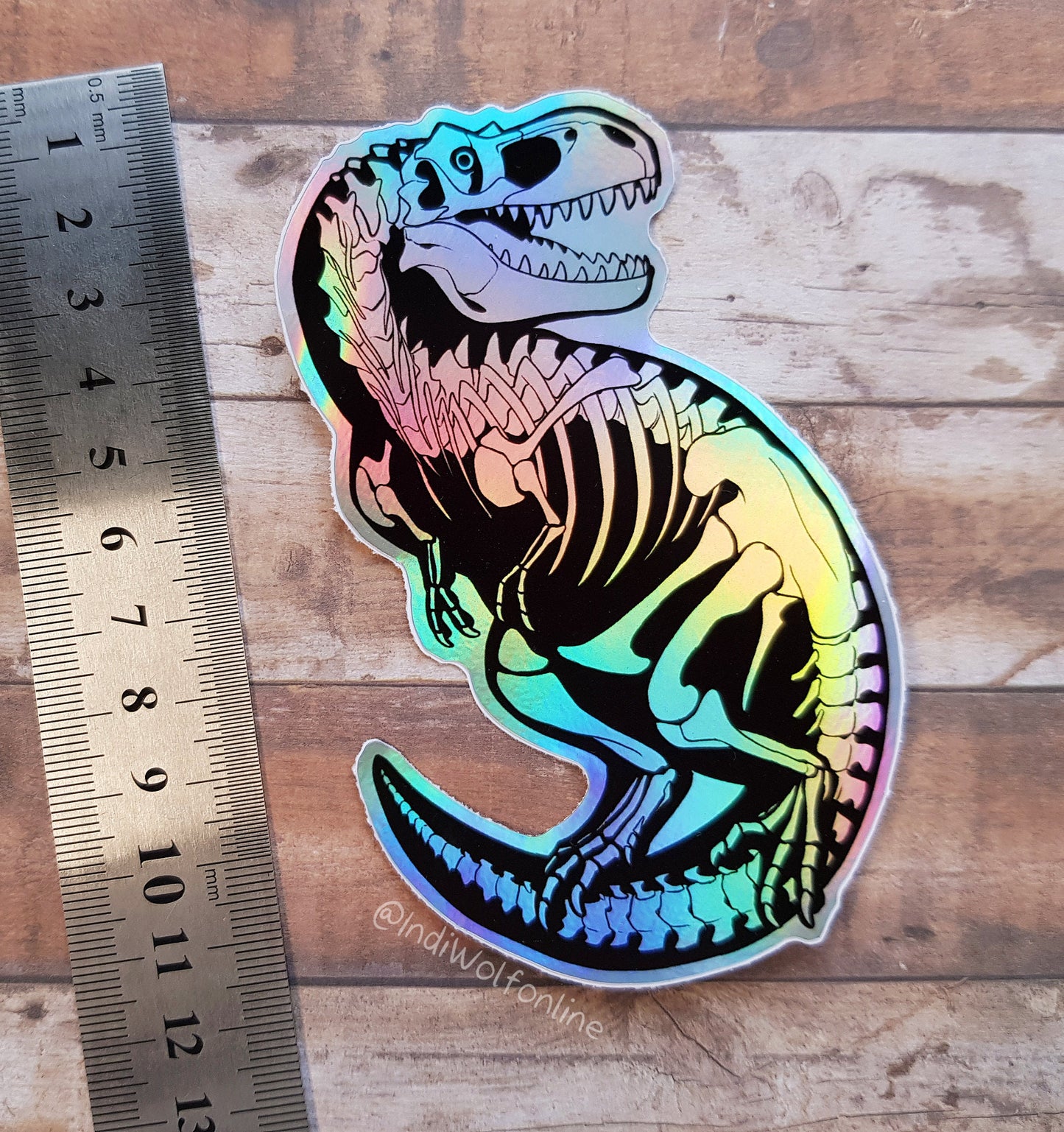 T-Rex Skeleton - Holographic Vinyl Sticker