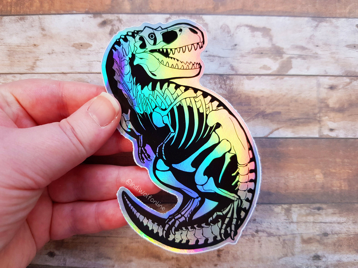 T-Rex Skeleton - Holographic Vinyl Sticker