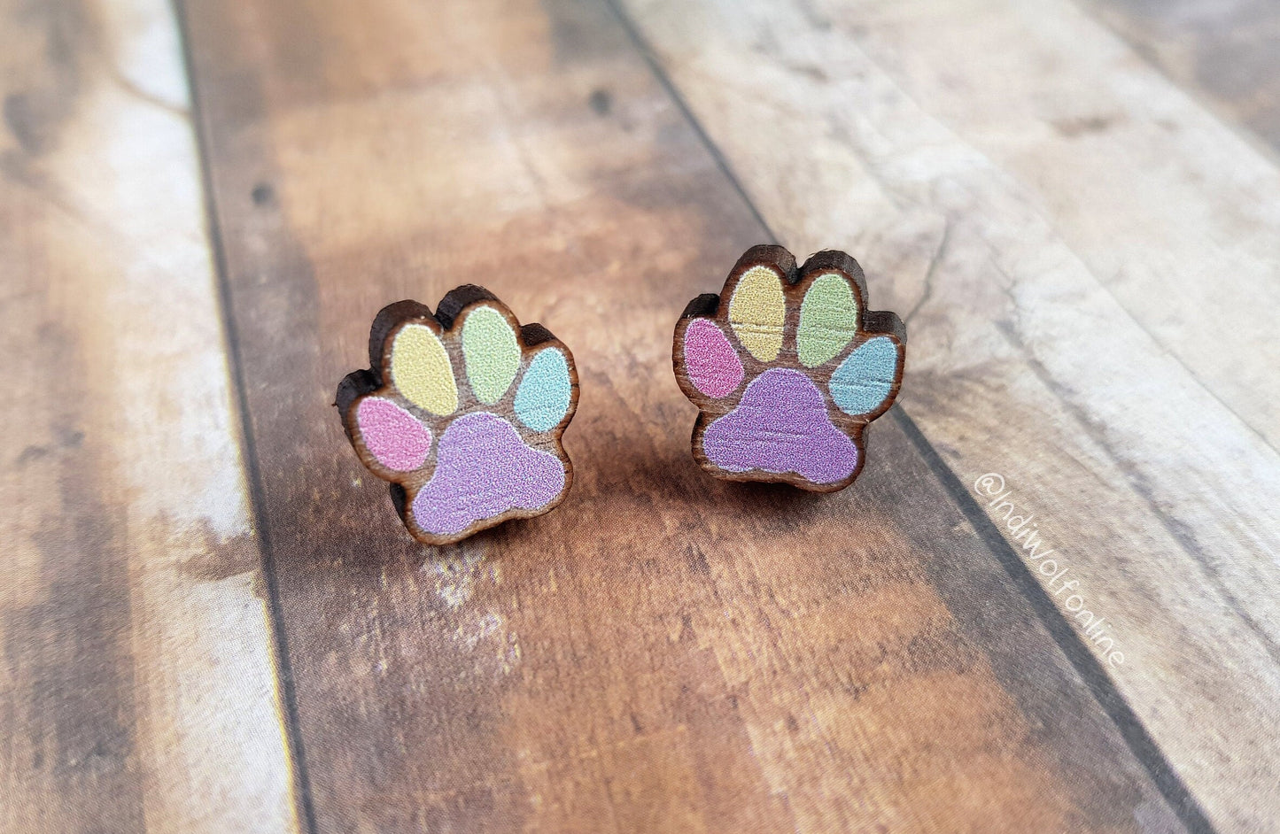 Rainbow Paws - Eco-Friendly Wooden Earrings