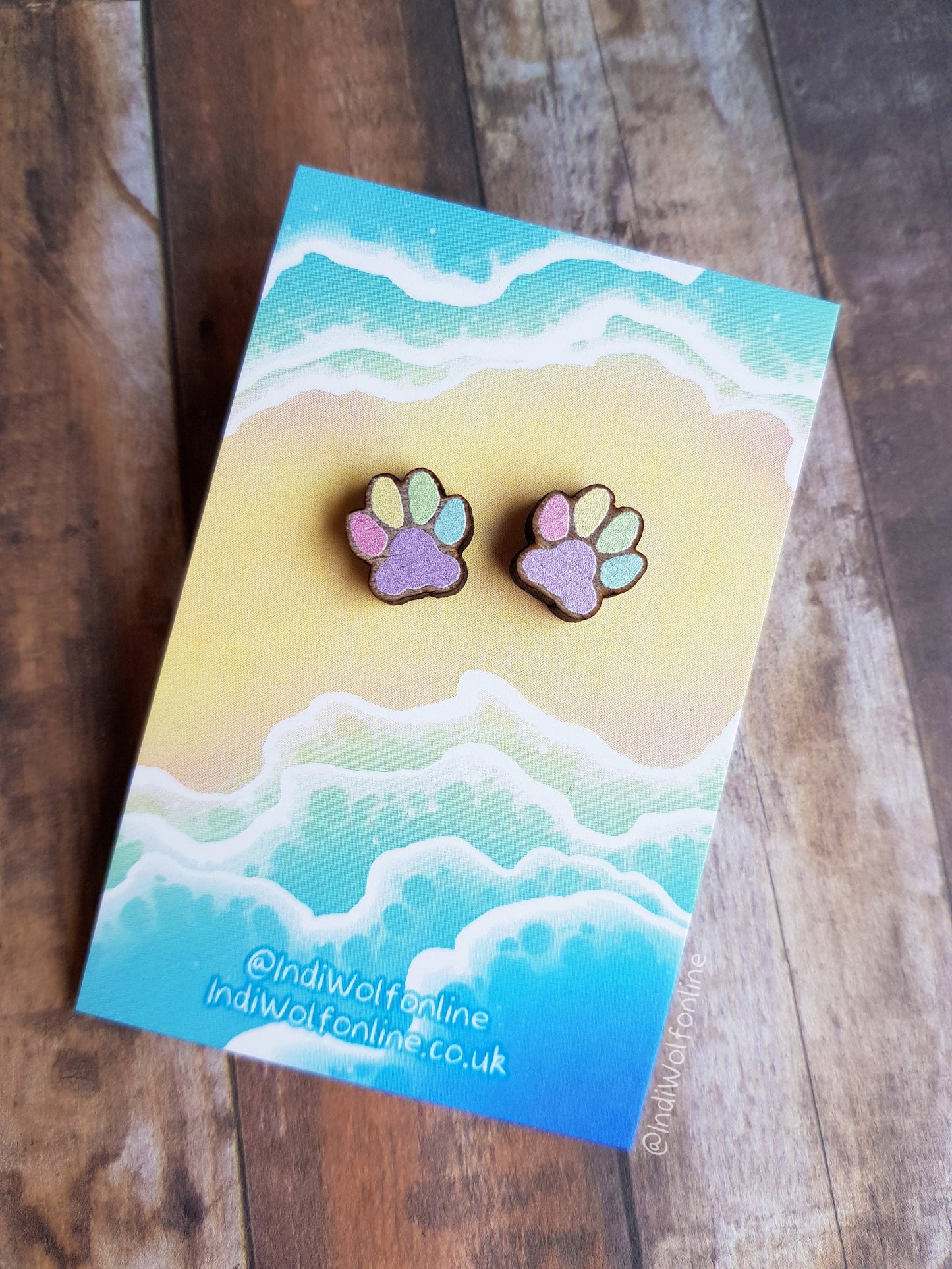 Eco-Friendly Wooden Paw print Earrings