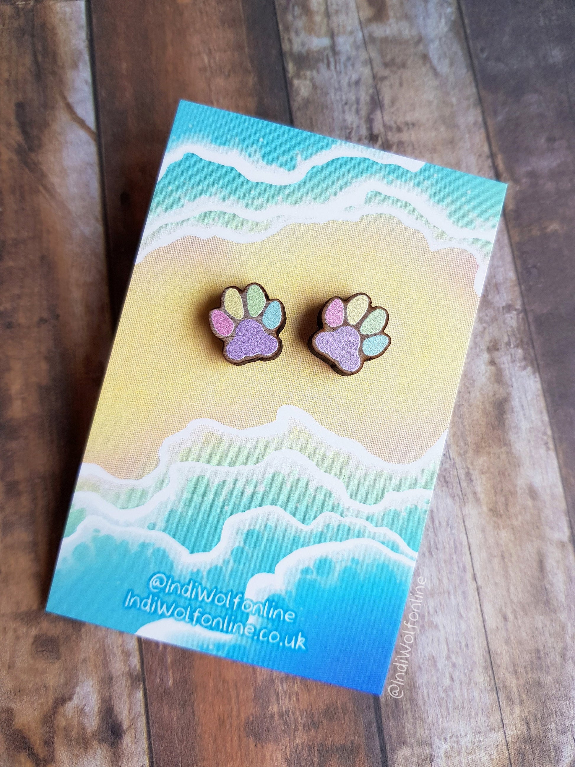 Eco-Friendly Wooden Paw print Earrings