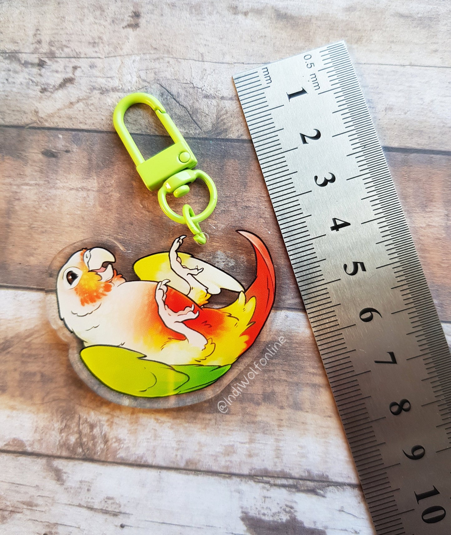 Pineapple Conure - Clear Acrylic Keyring