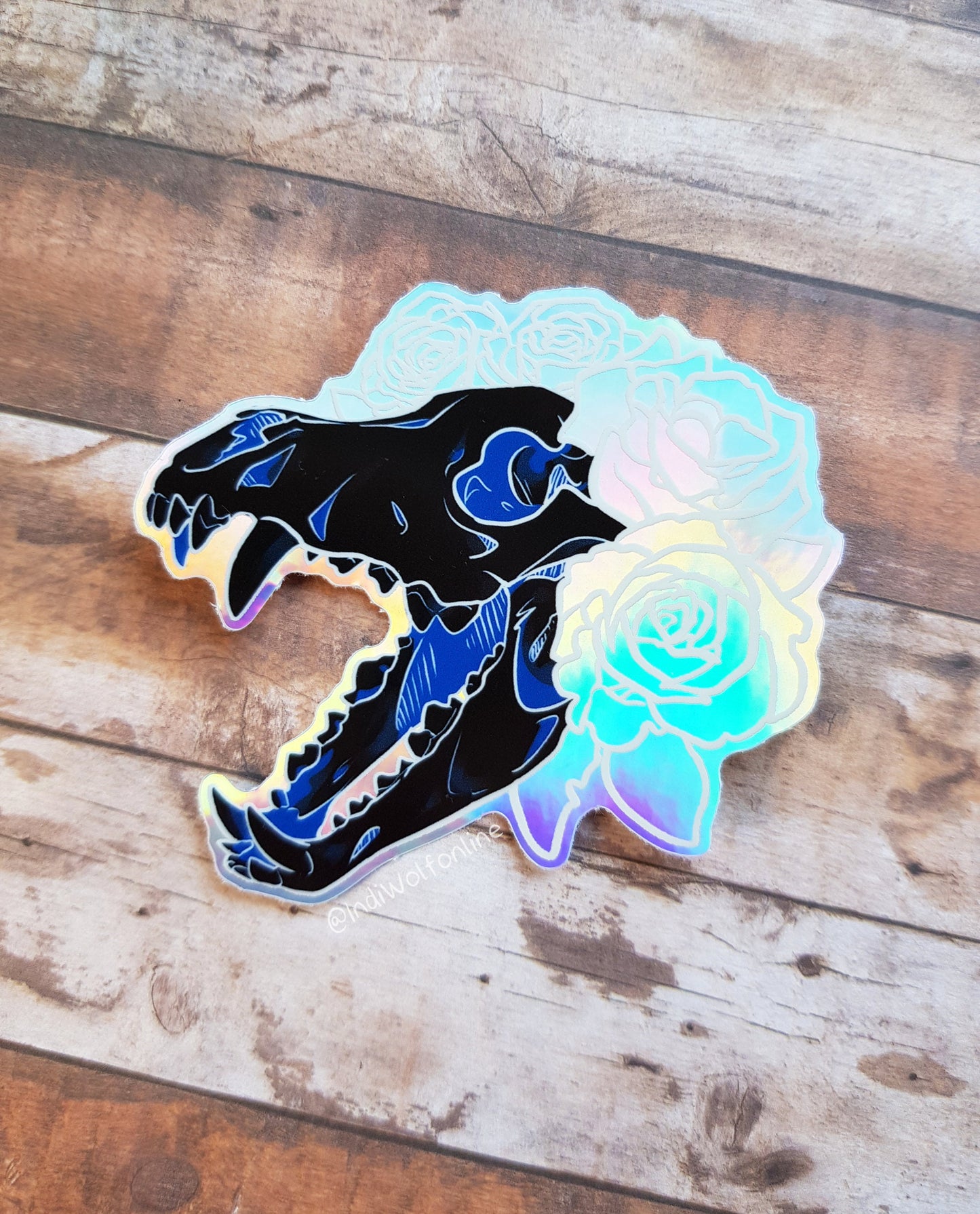 Negative Wolf Skull - Holographic Vinyl Sticker