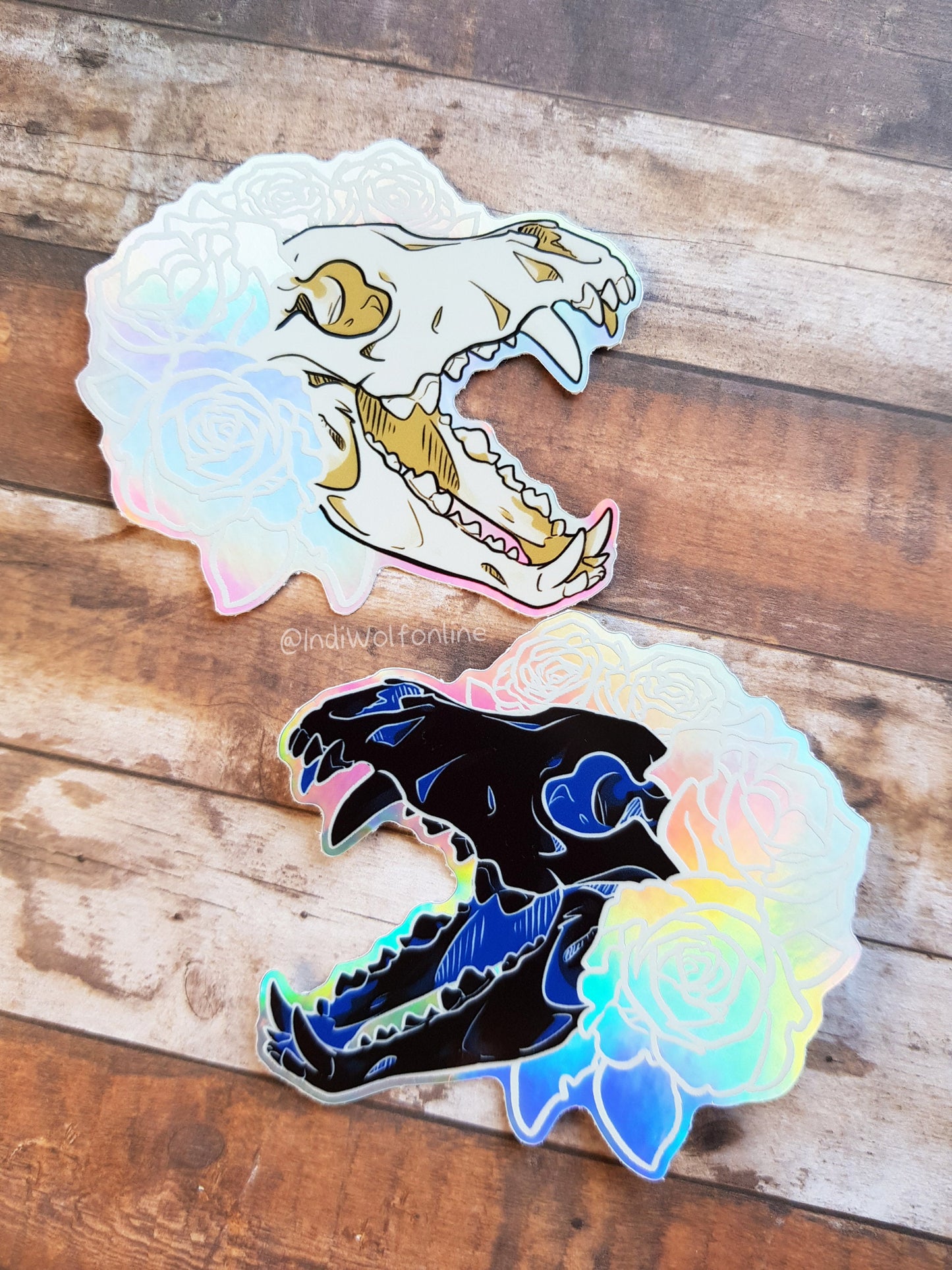 Negative Wolf Skull - Holographic Vinyl Sticker