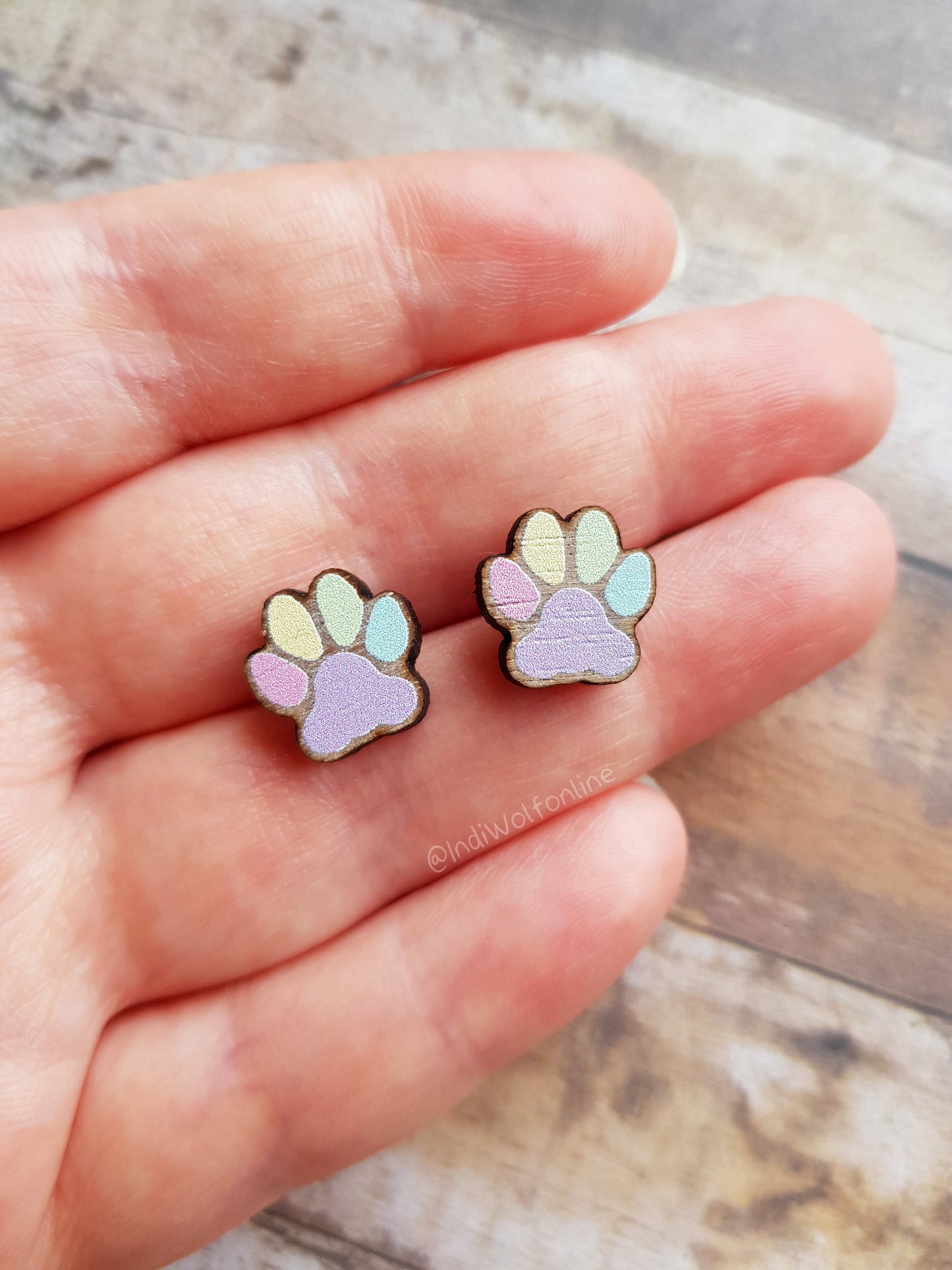 Rainbow Paws - Eco-Friendly Wooden Earrings