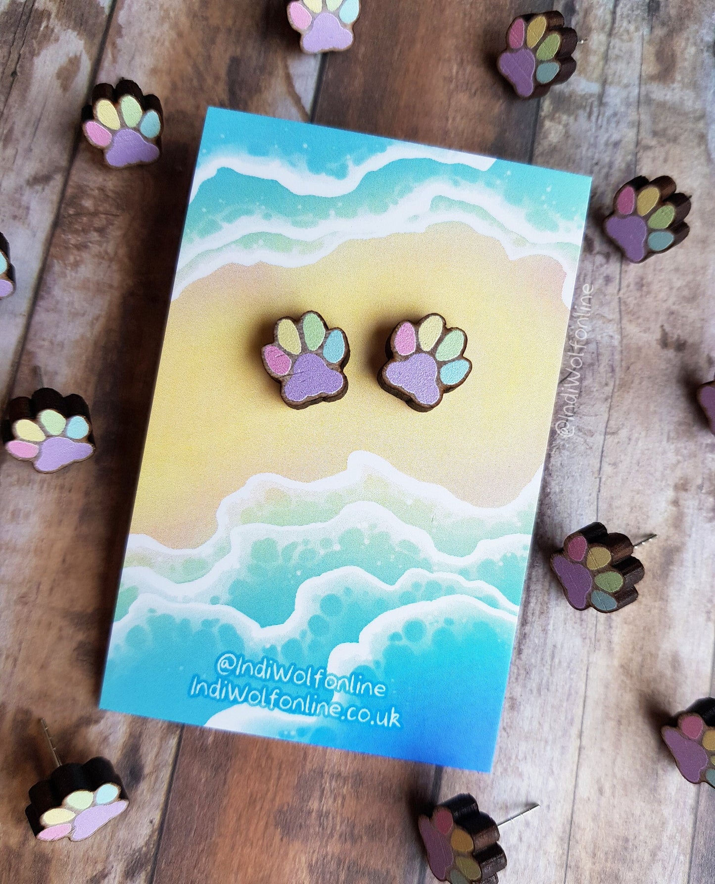 Rainbow Paws - Eco-Friendly Wooden Earrings